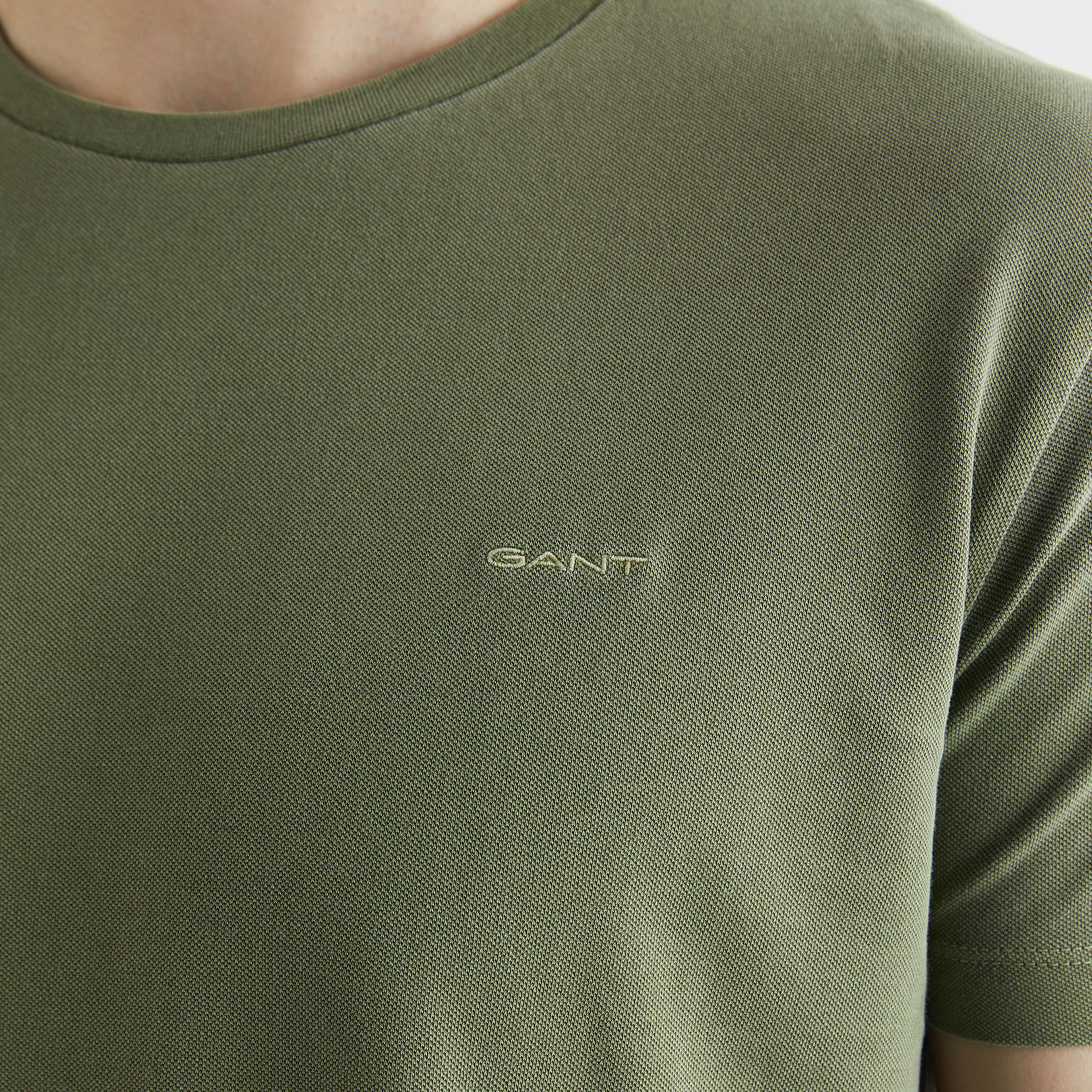 GANT Erkek Yeşil Slim Fit Bisiklet Yaka T-shirt