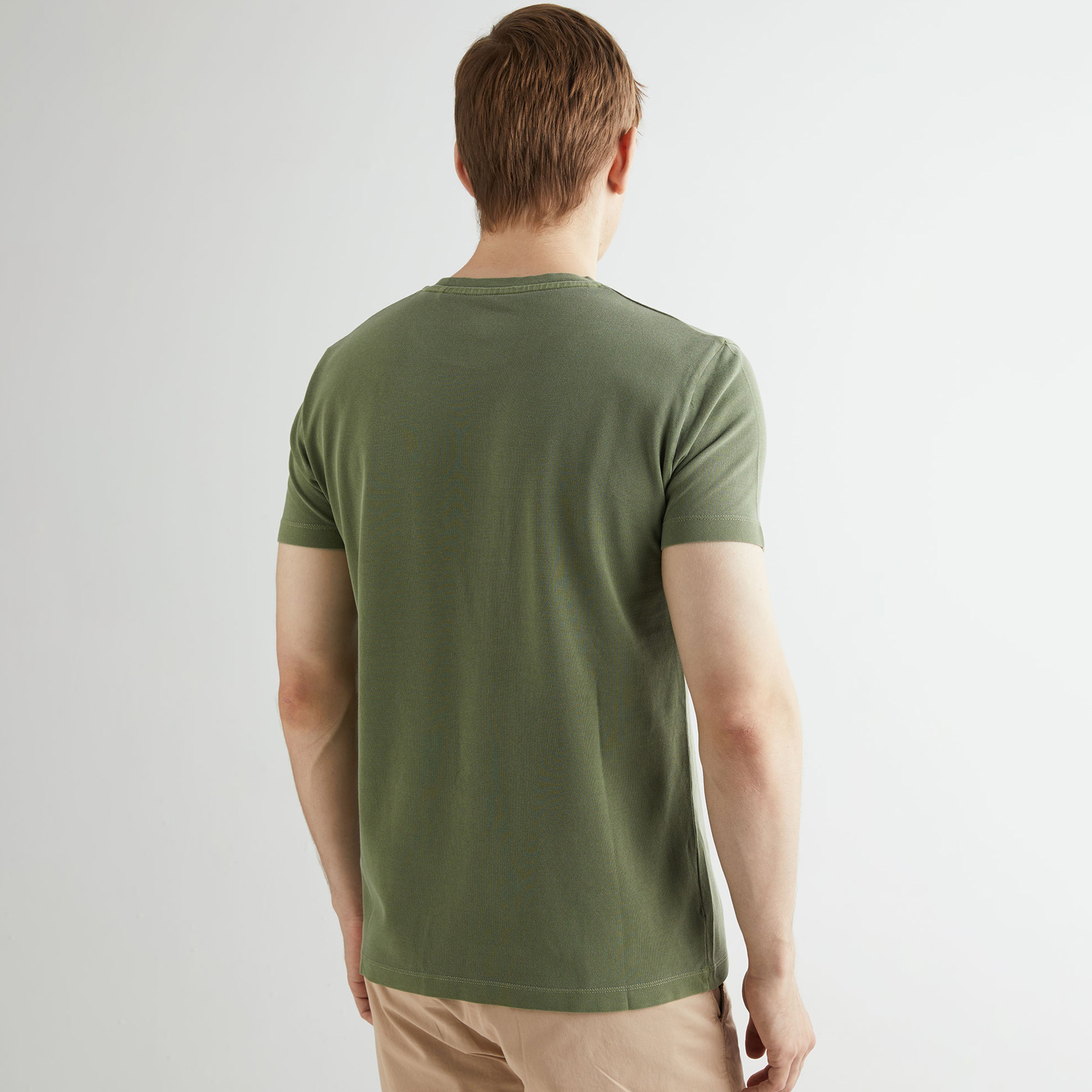 GANT Erkek Yeşil Slim Fit Bisiklet Yaka T-shirt