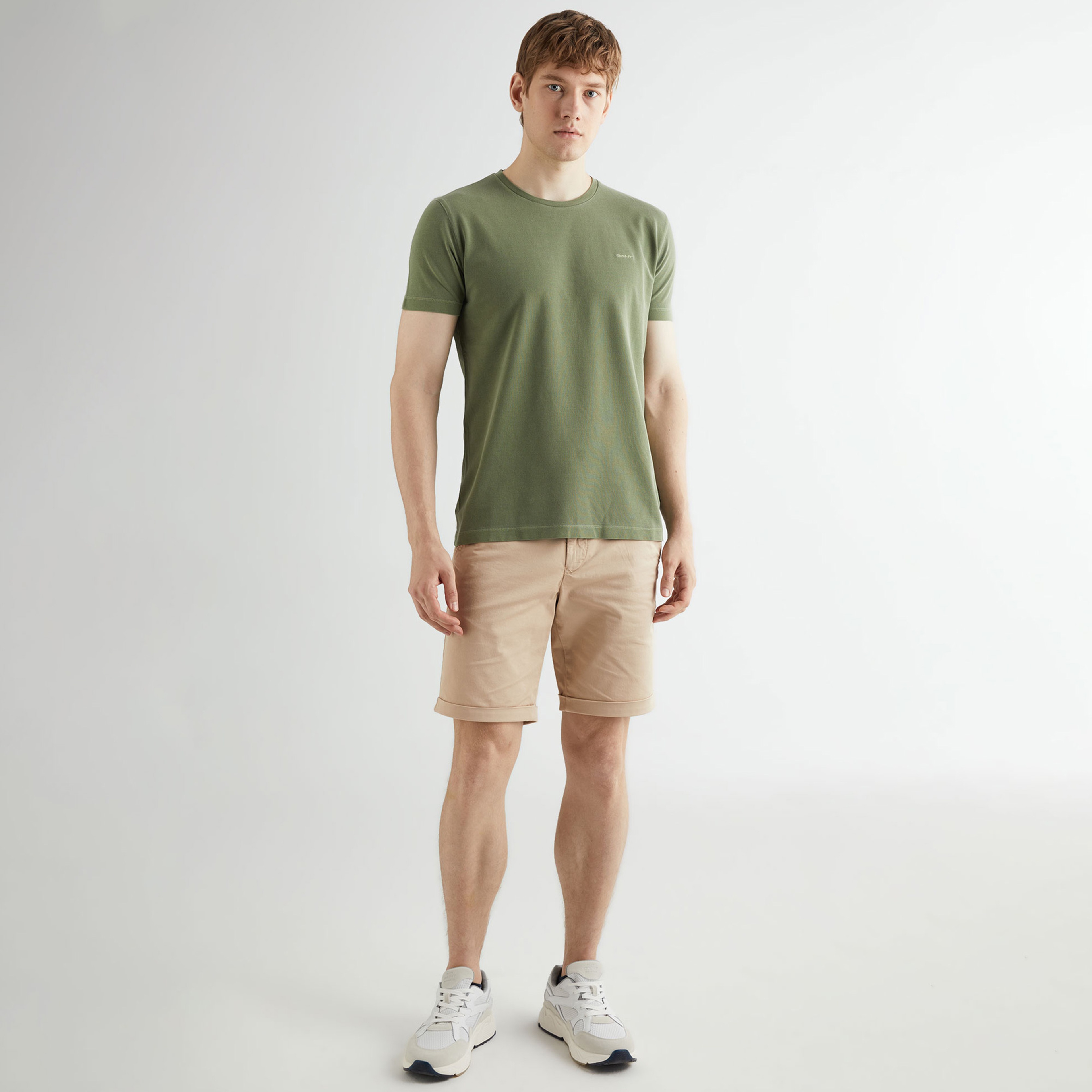 GANT Erkek Yeşil Slim Fit Bisiklet Yaka T-shirt