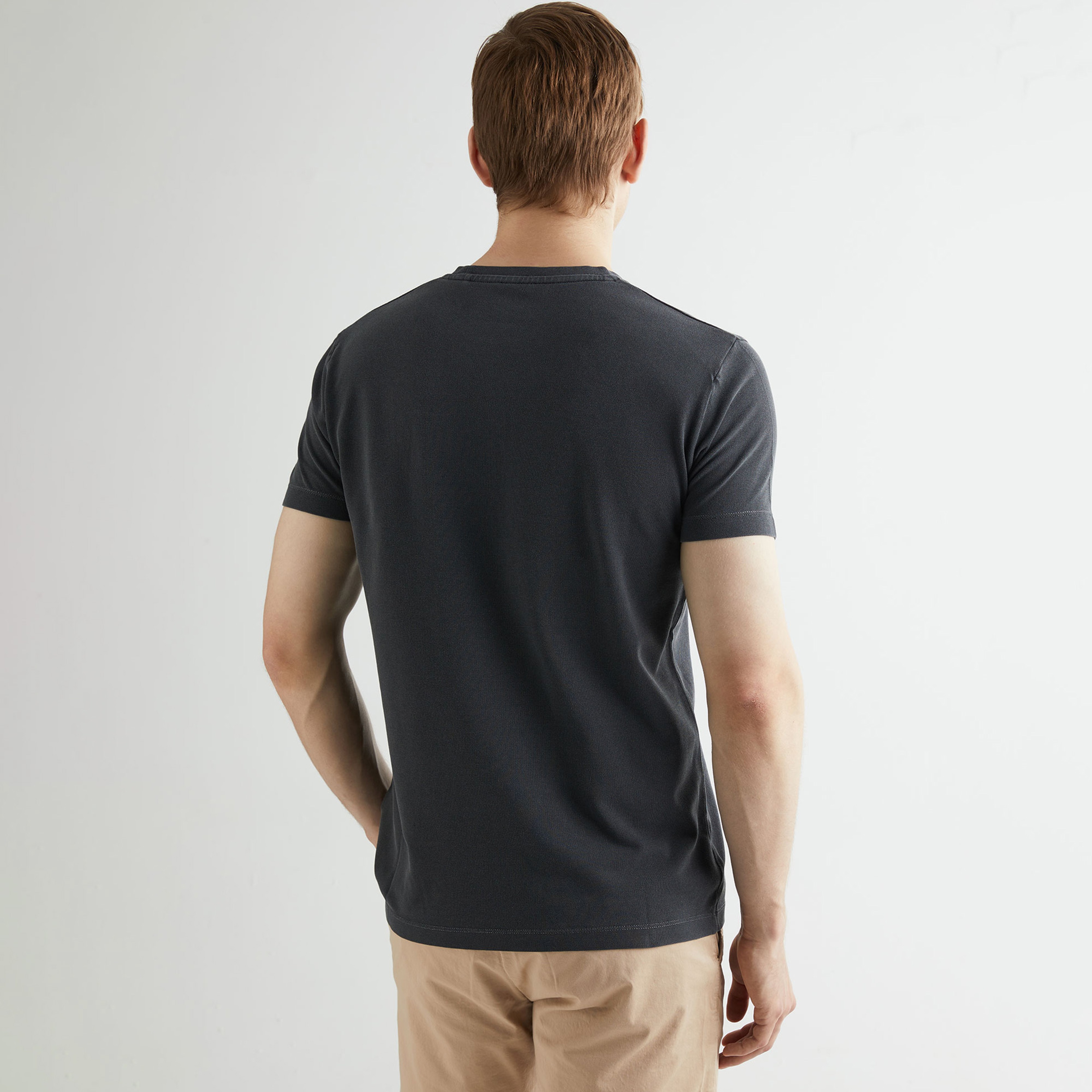 GANT Erkek Siyah Slim Fit Bisiklet Yaka T-shirt