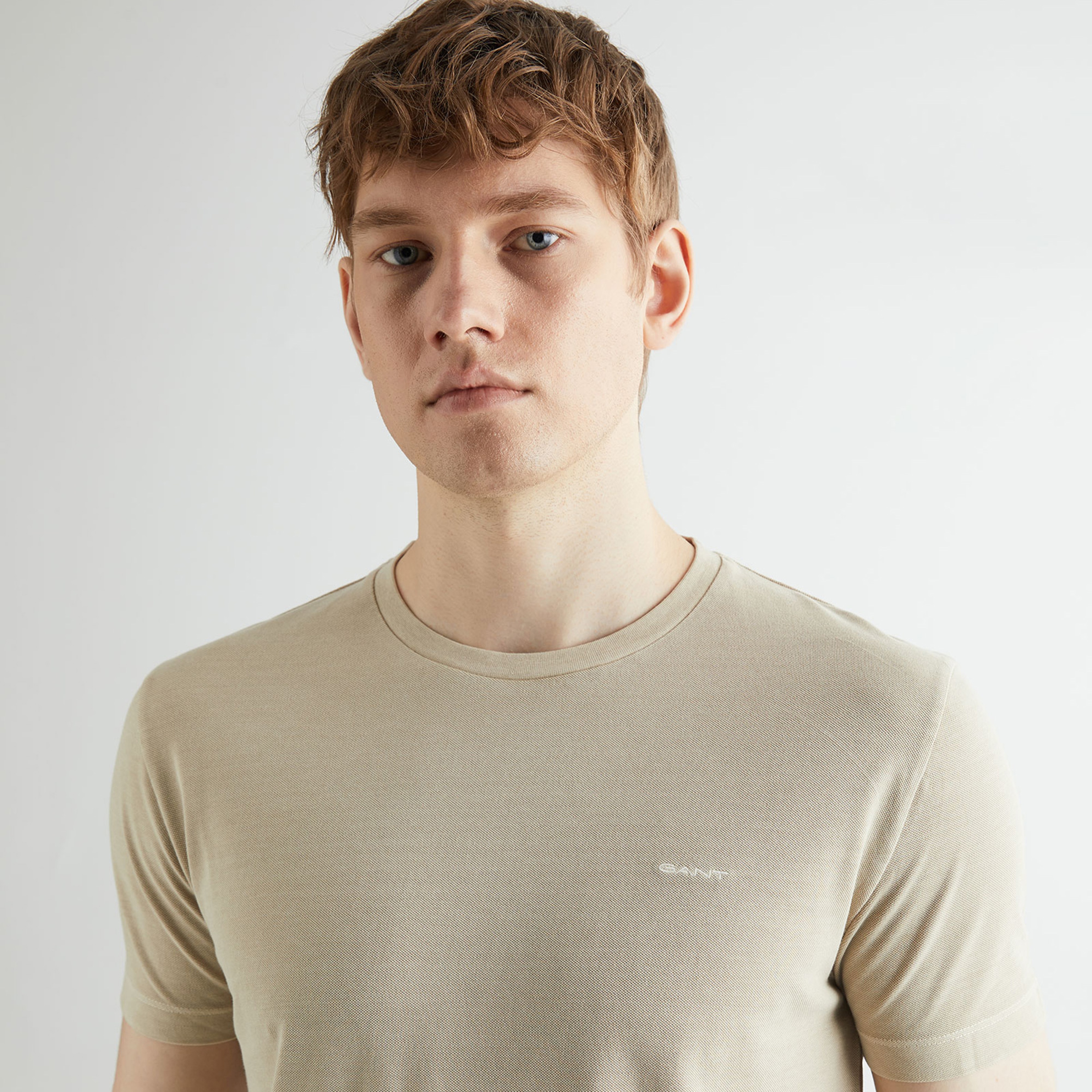 GANT Erkek Bej Slim Fit Bisiklet Yaka T-shirt