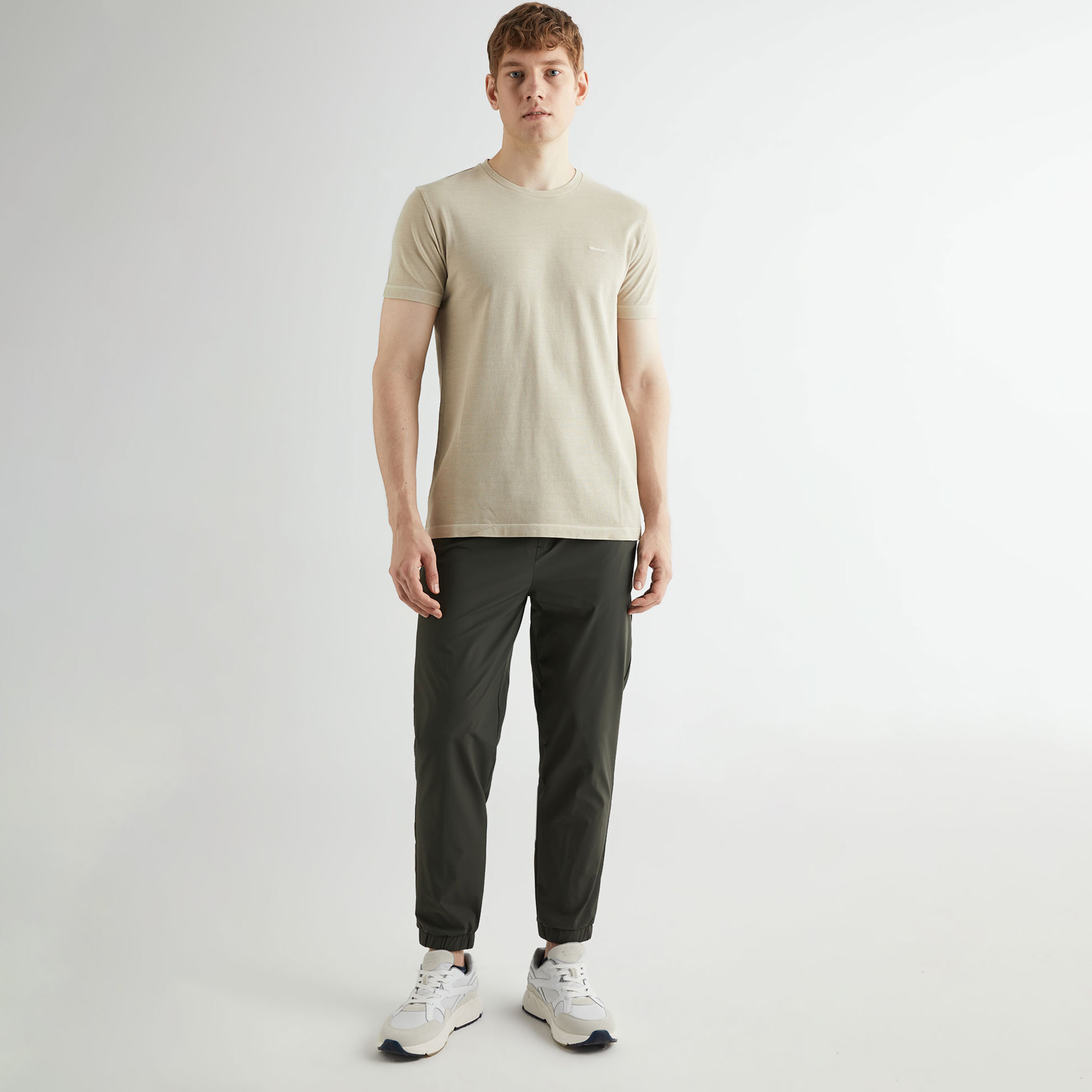 GANT Erkek Bej Slim Fit Bisiklet Yaka T-shirt