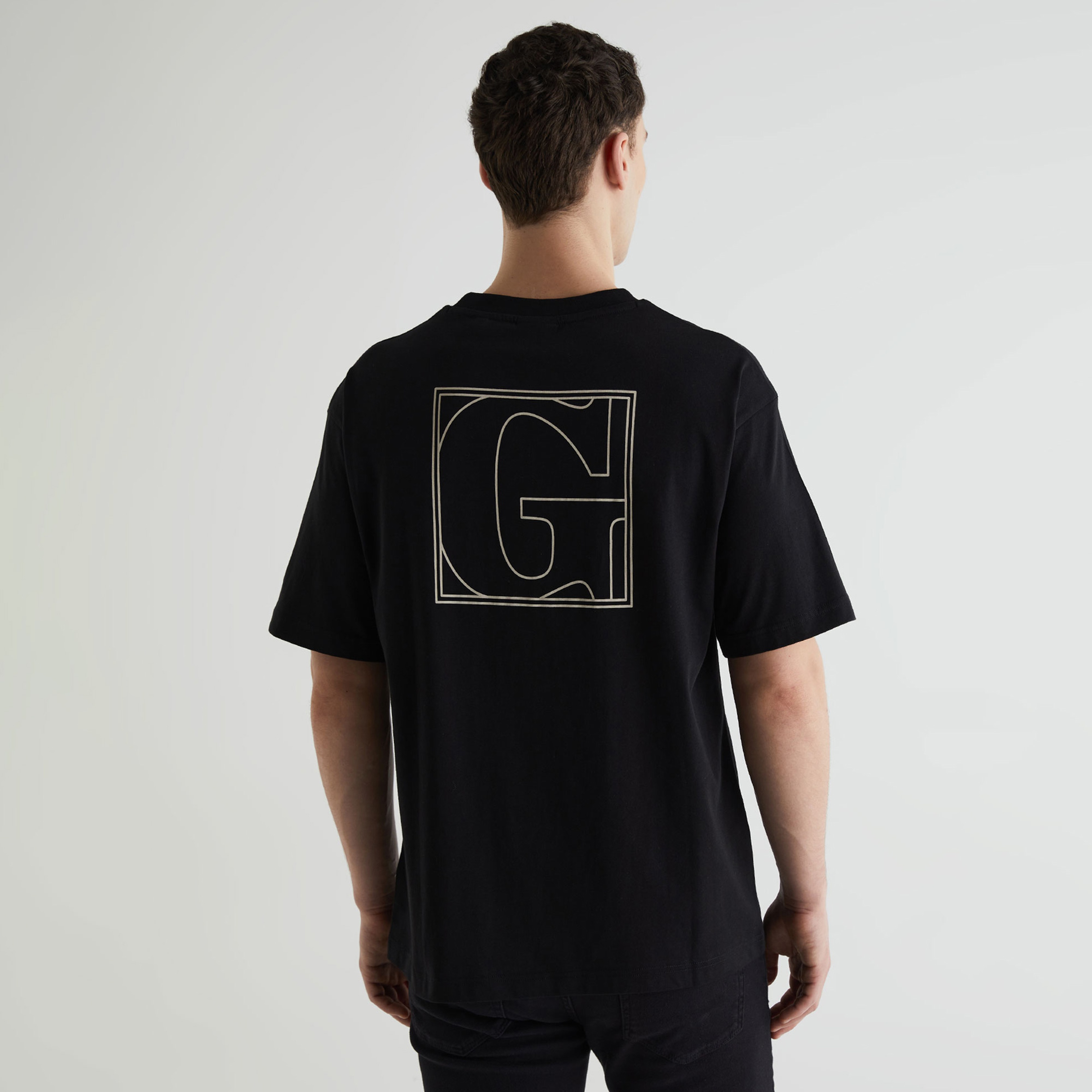 GANT Erkek Siyah Regular Fit Bisiklet Yaka Logolu T-shirt