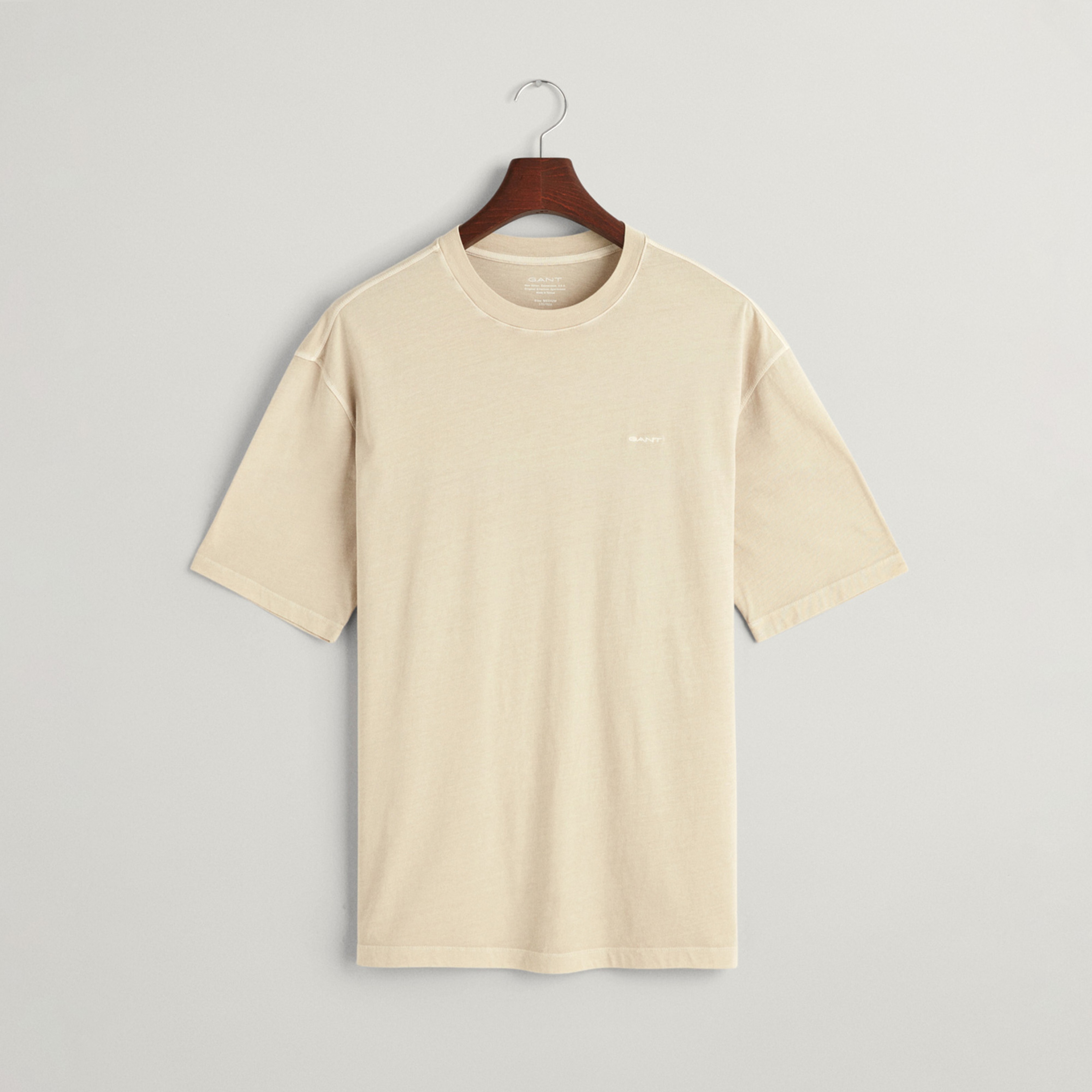 GANT Erkek Bej Relaxed Fit Bisiklet Yaka Logolu T-shirt