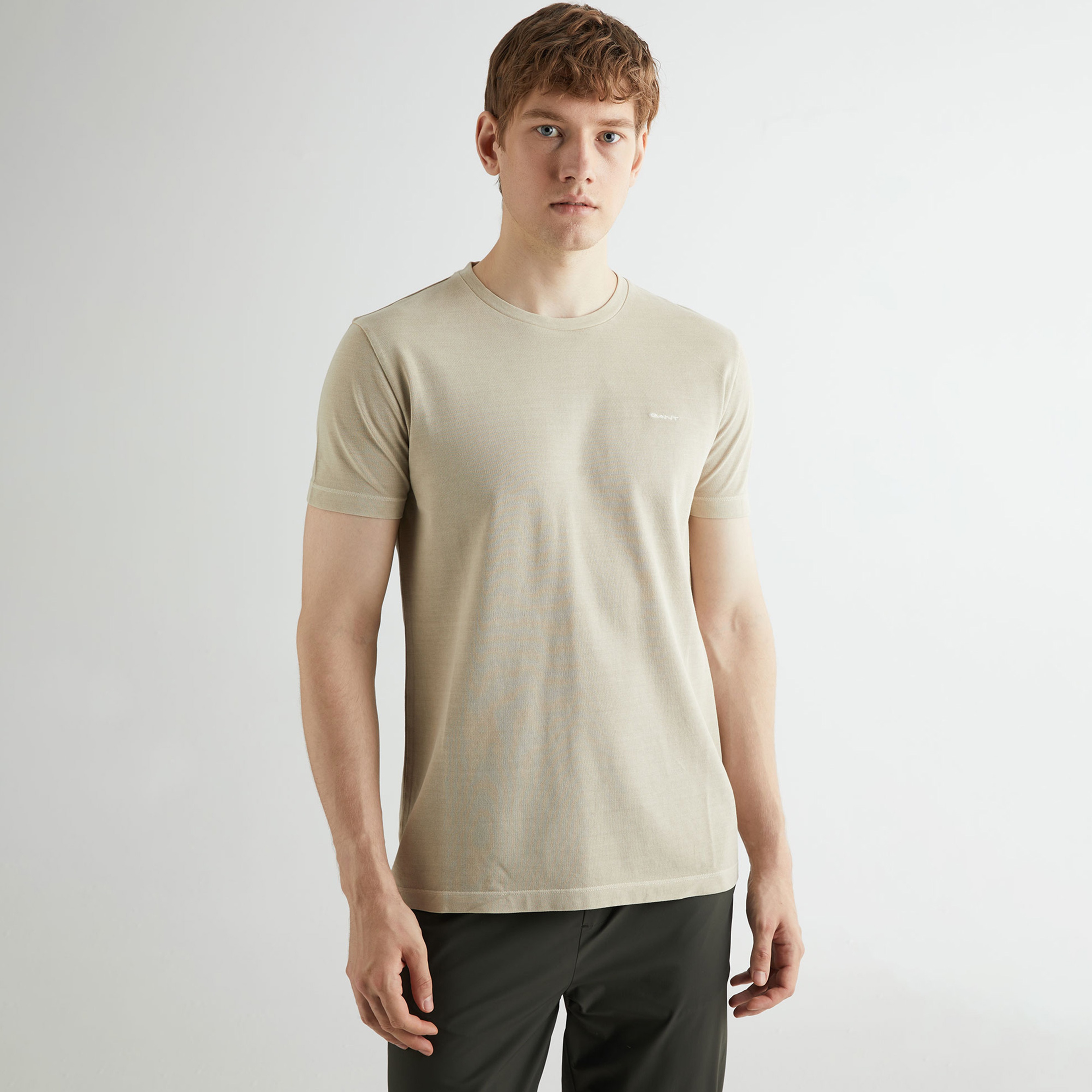 GANT Erkek Bej Slim Fit Bisiklet Yaka T-shirt