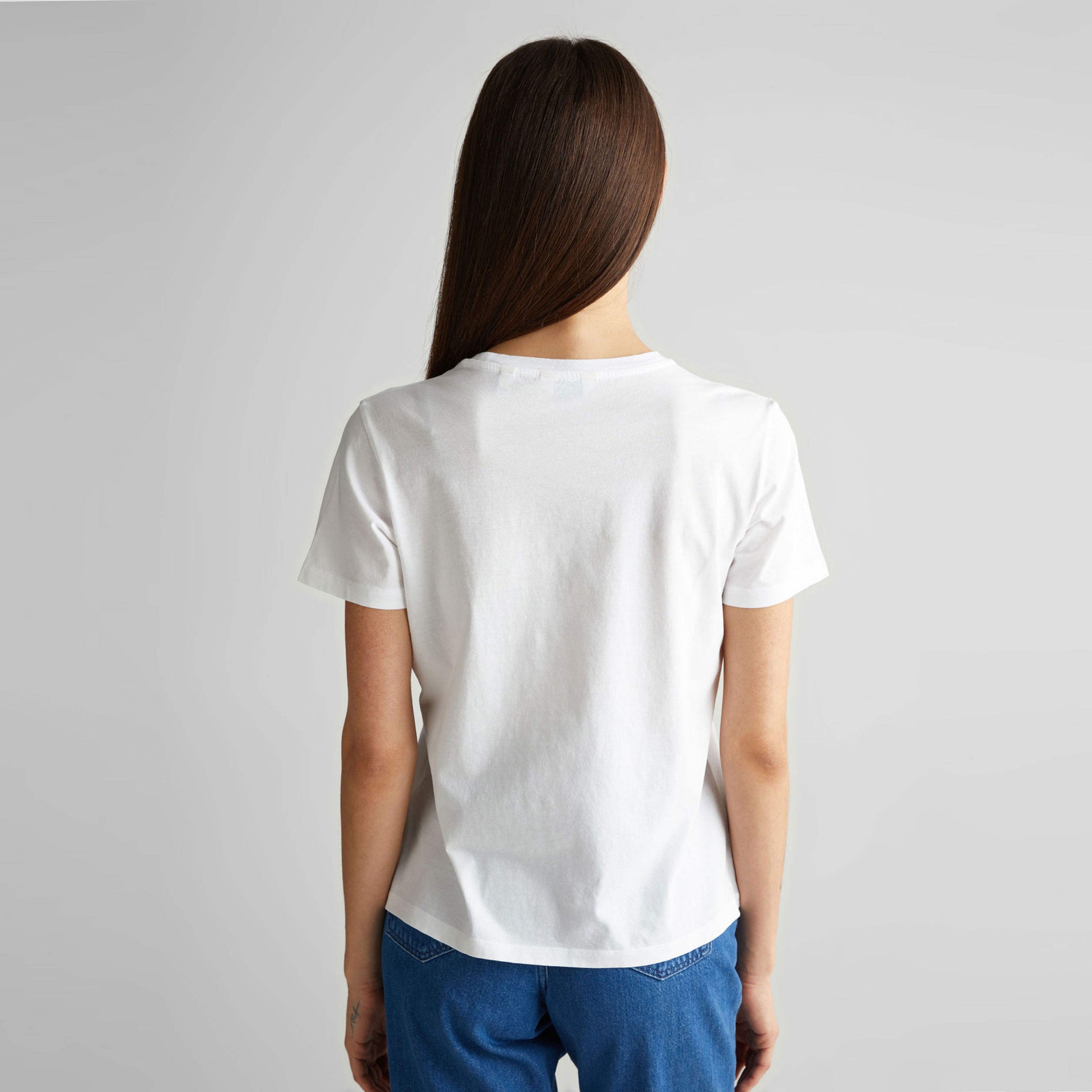 GANT Kadın Beyaz Regular Fit Bisiklet Yaka Logolu T-shirt