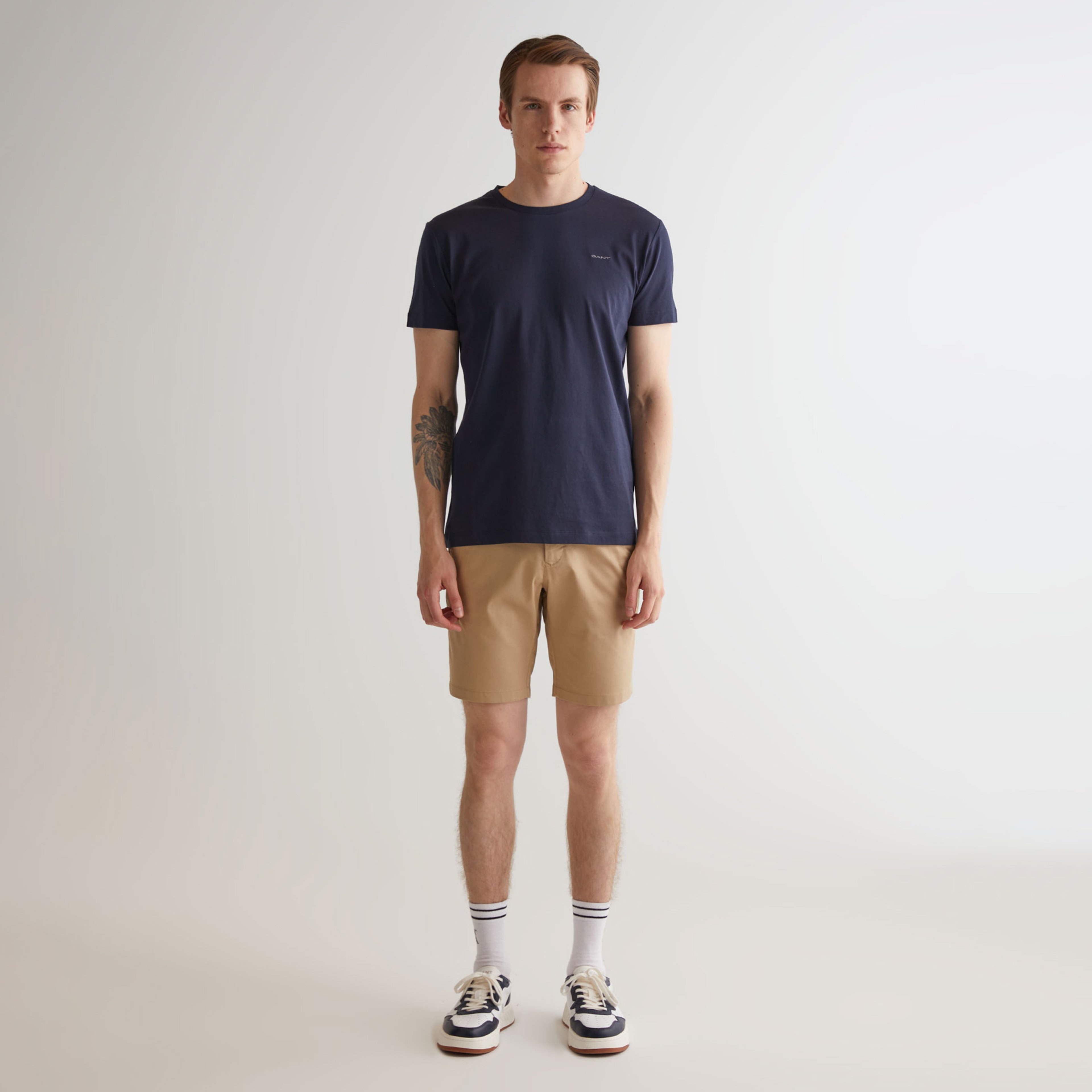 Gant Erkek Lacivert Slim Fit Bisiklet Yaka T-Shirt
