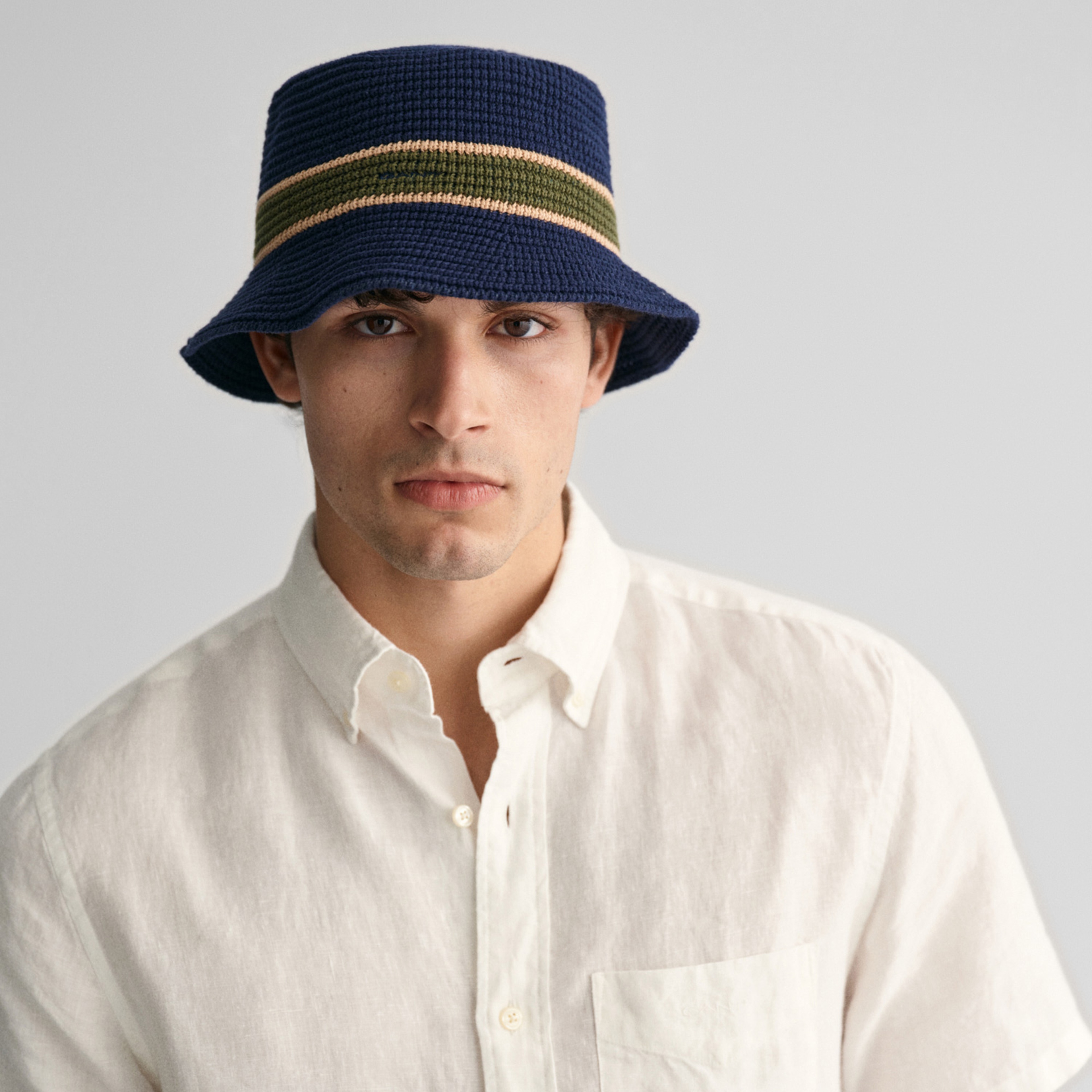 GANT Erkek Beyaz Regular Fit Düğmeli Yaka Keten Gömlek