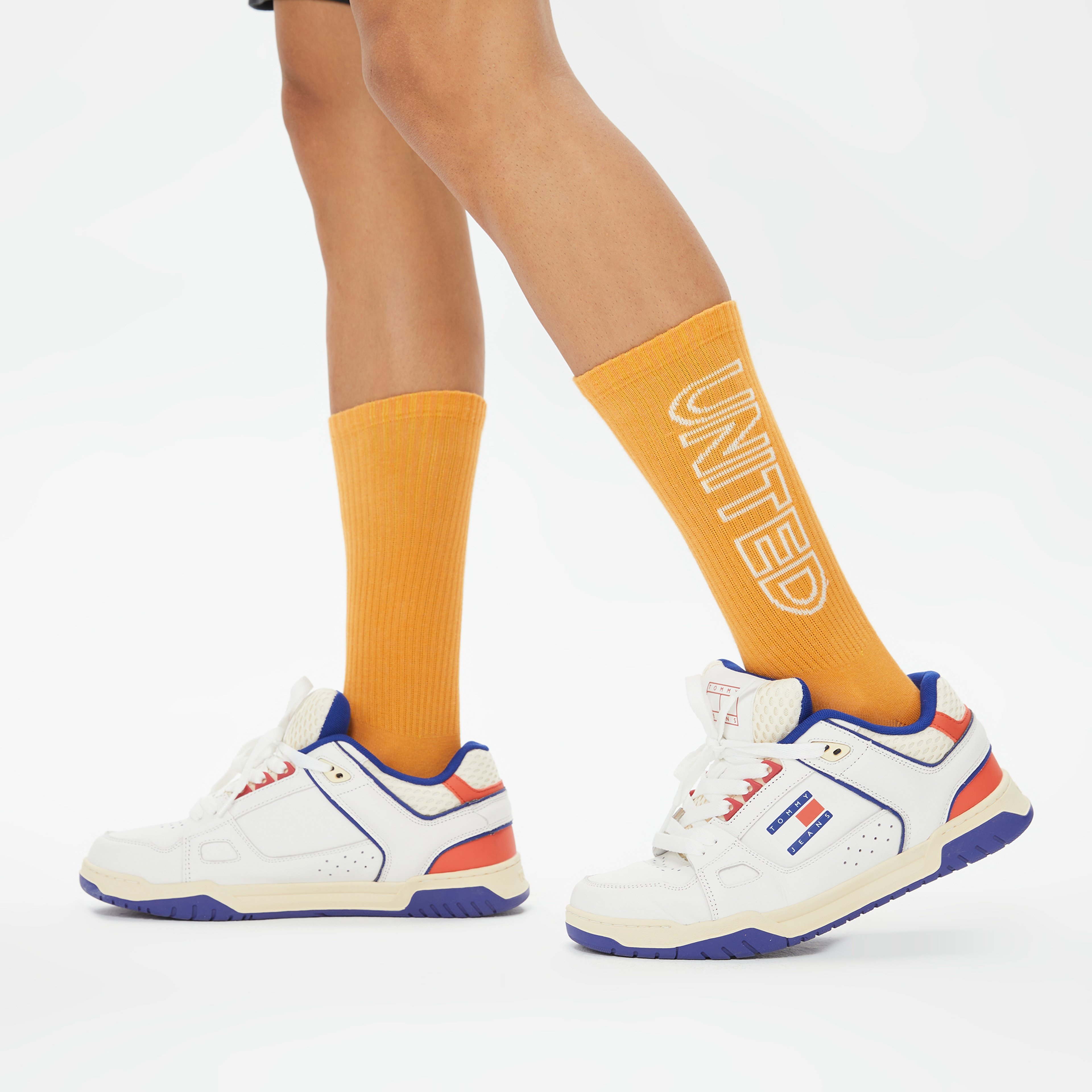 UNITED4 Unisex Yeşil/Beyaz/Turuncu 3'lü Çorap