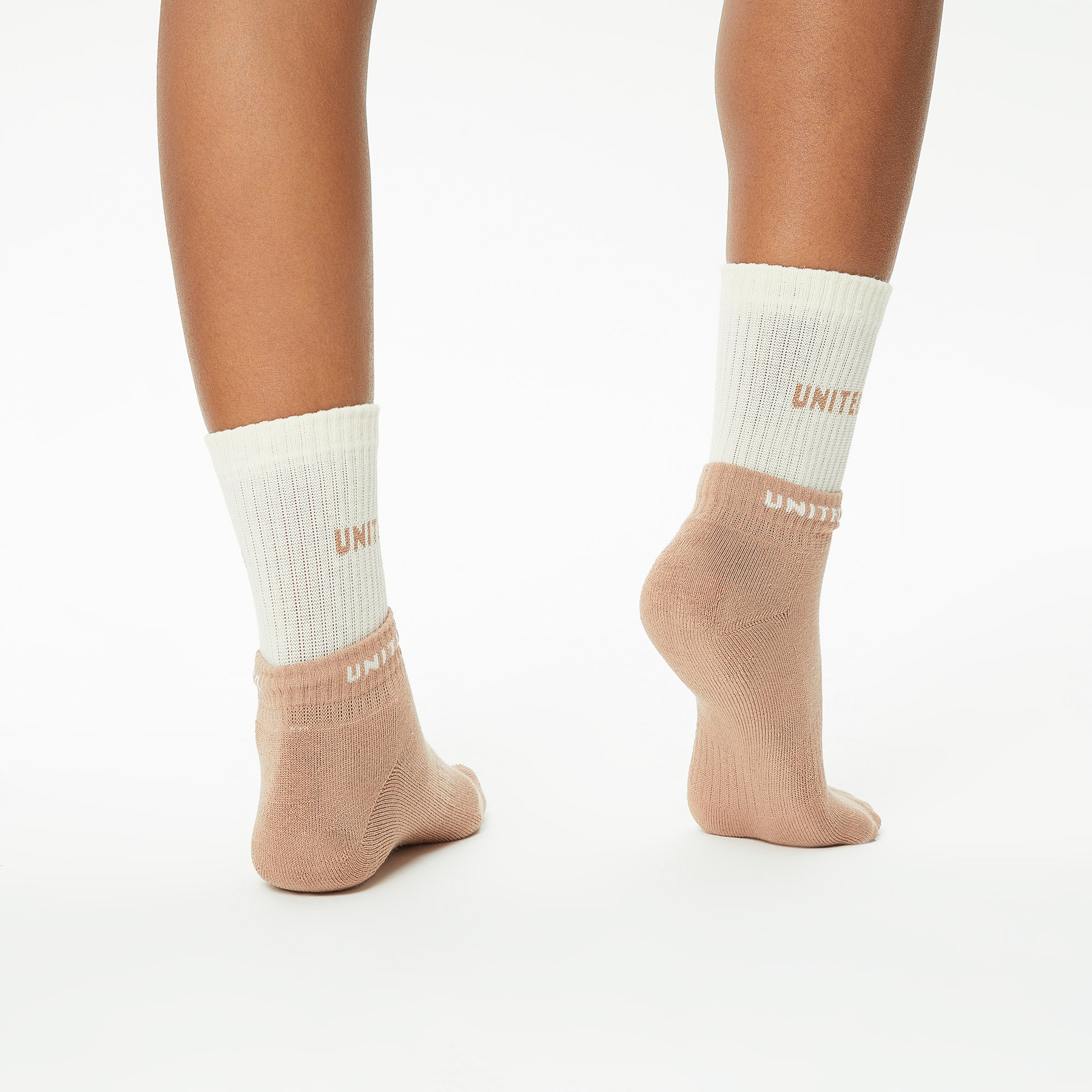 UNITED4 Unisex Kahverengi/Beyaz Çorap