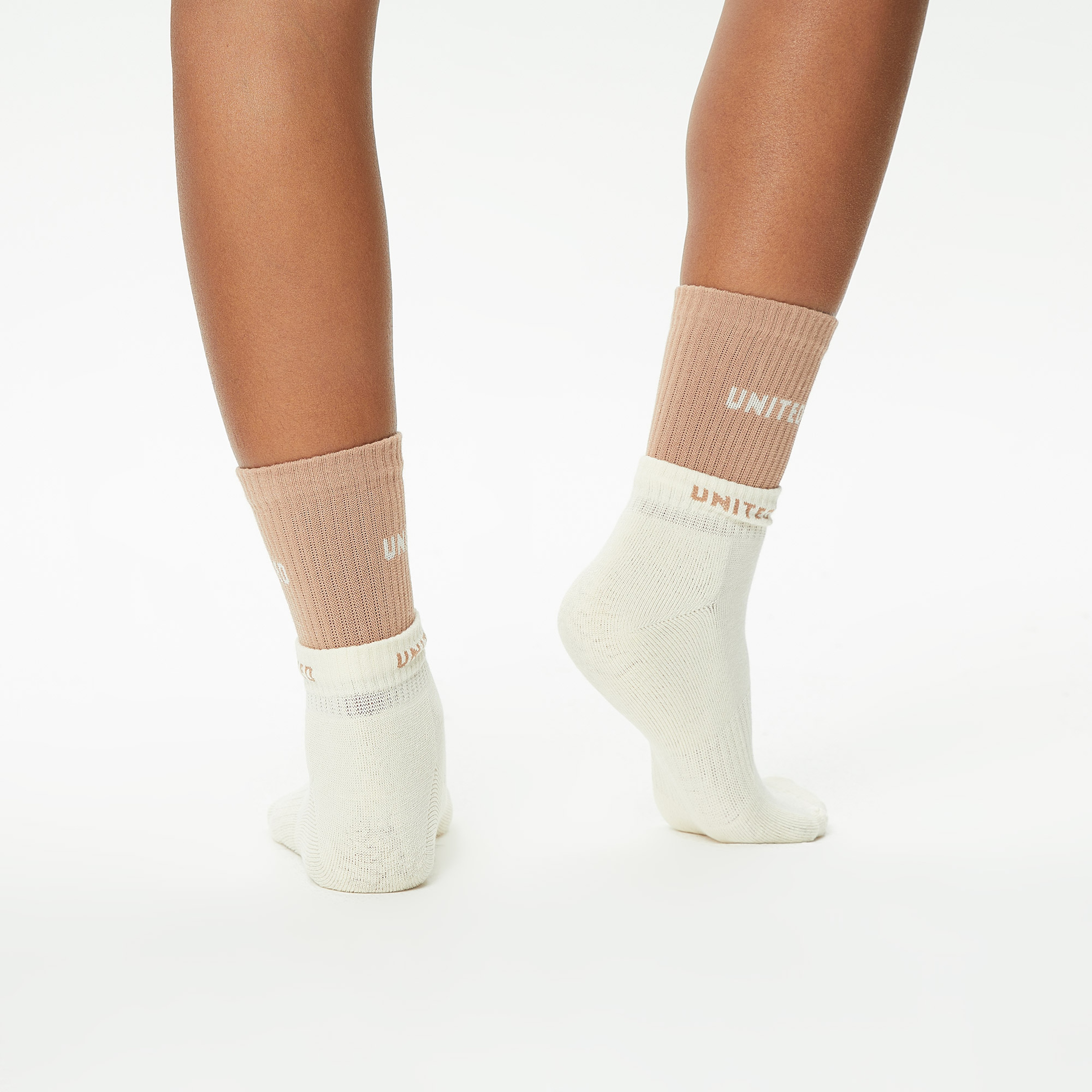 UNITED4 Unisex Kahverengi/Beyaz Çorap