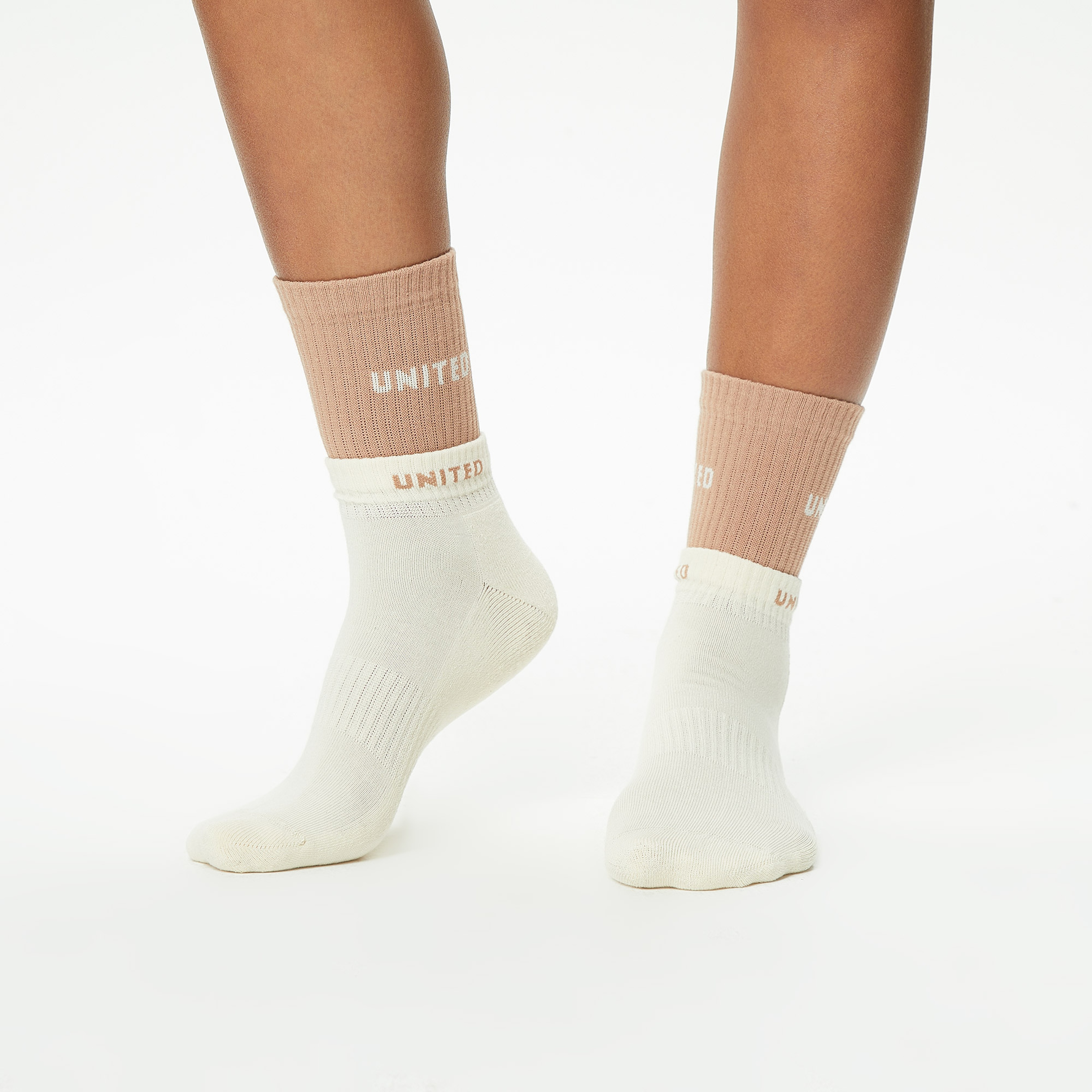 UNITED4 Unisex Kahverengi/Beyaz Çorap