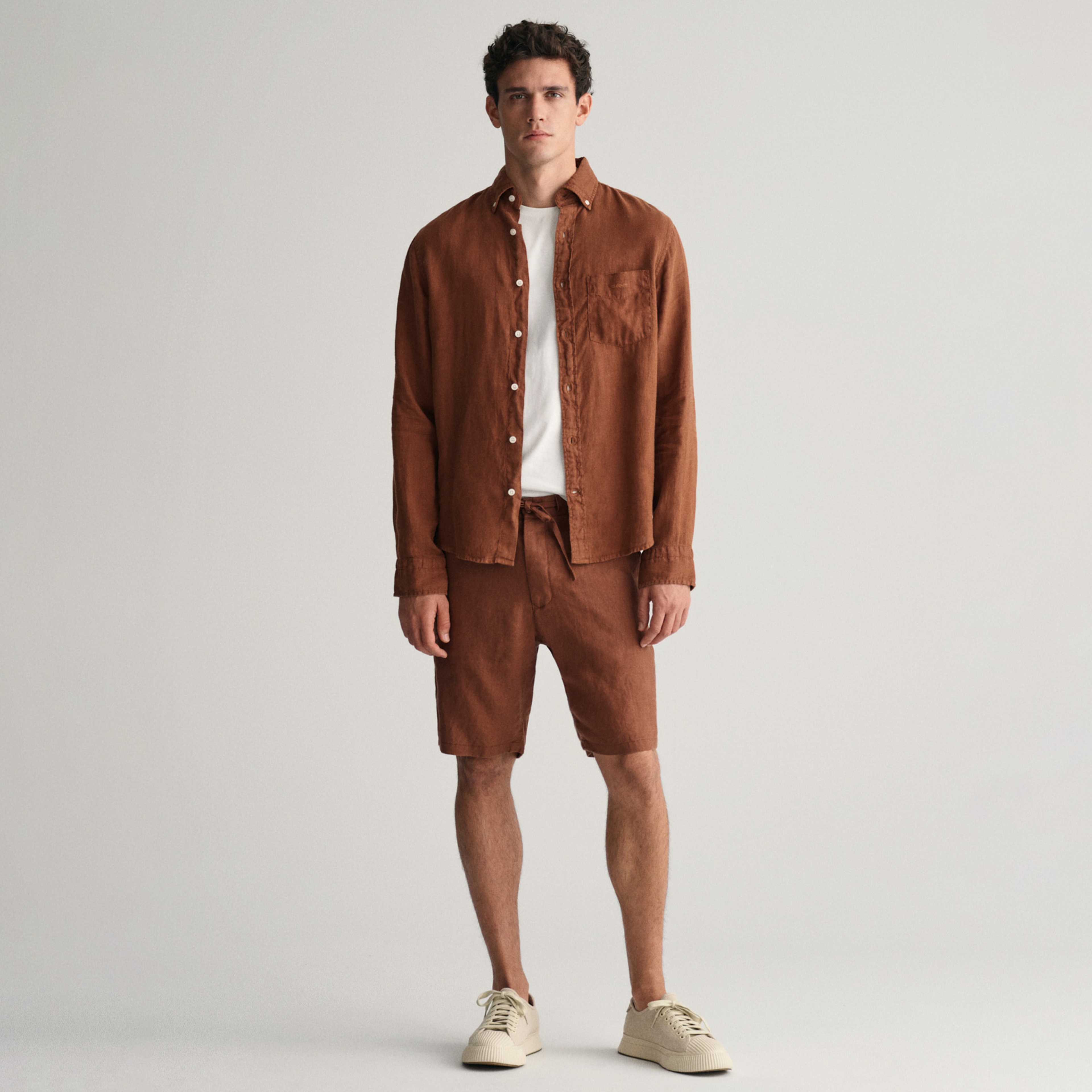 GANT Erkek Kahverengi Relaxed Fit Keten Şort