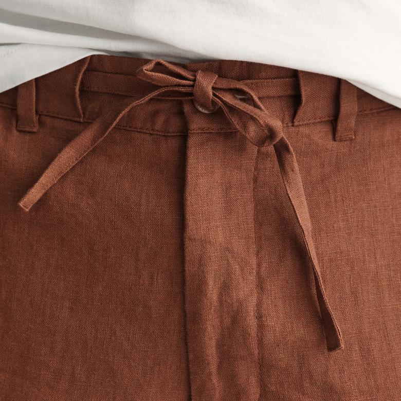 GANT Erkek Kahverengi Relaxed Fit Keten Şort
