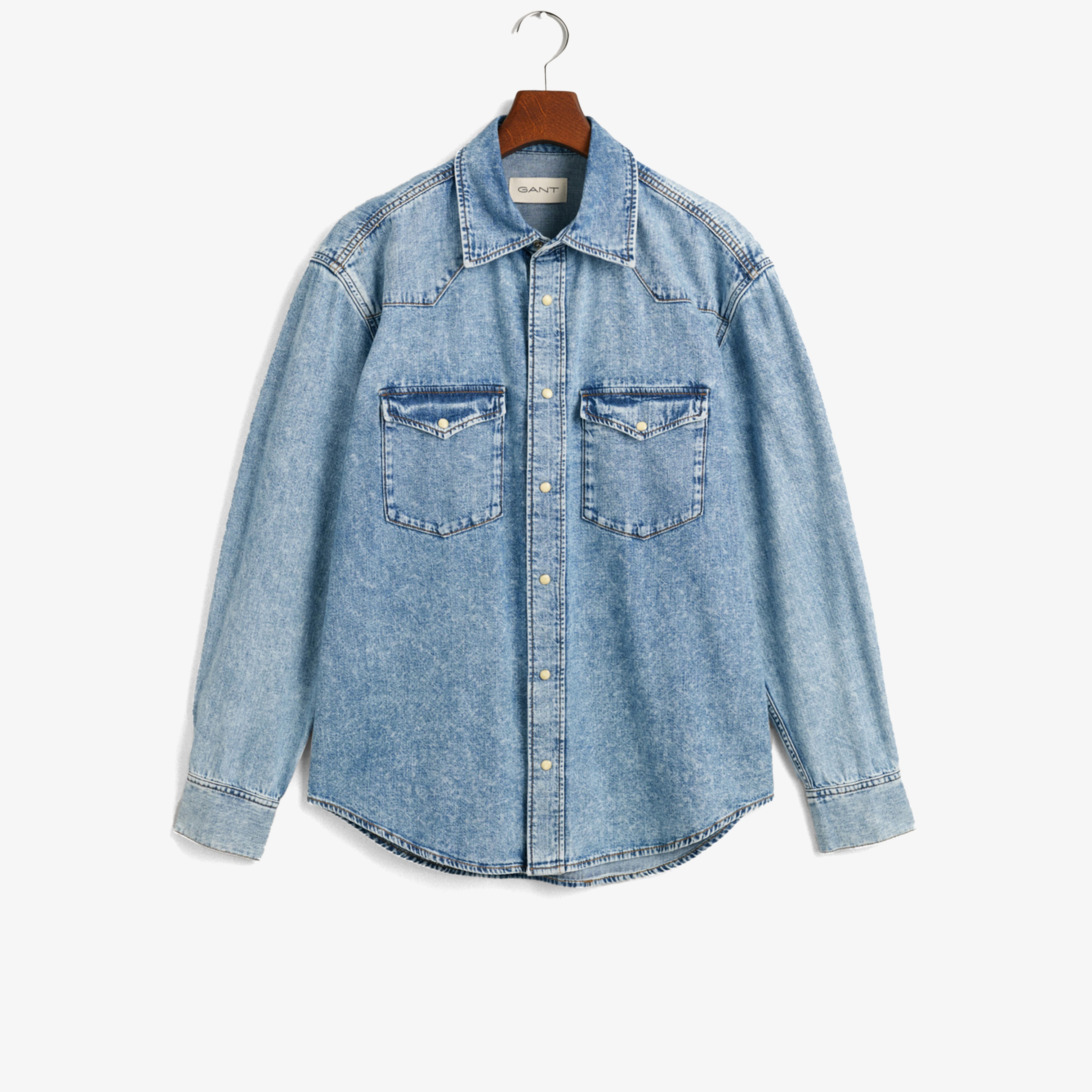 GANT Erkek Mavi Relaxed Fit Klasik Yaka Gömlek