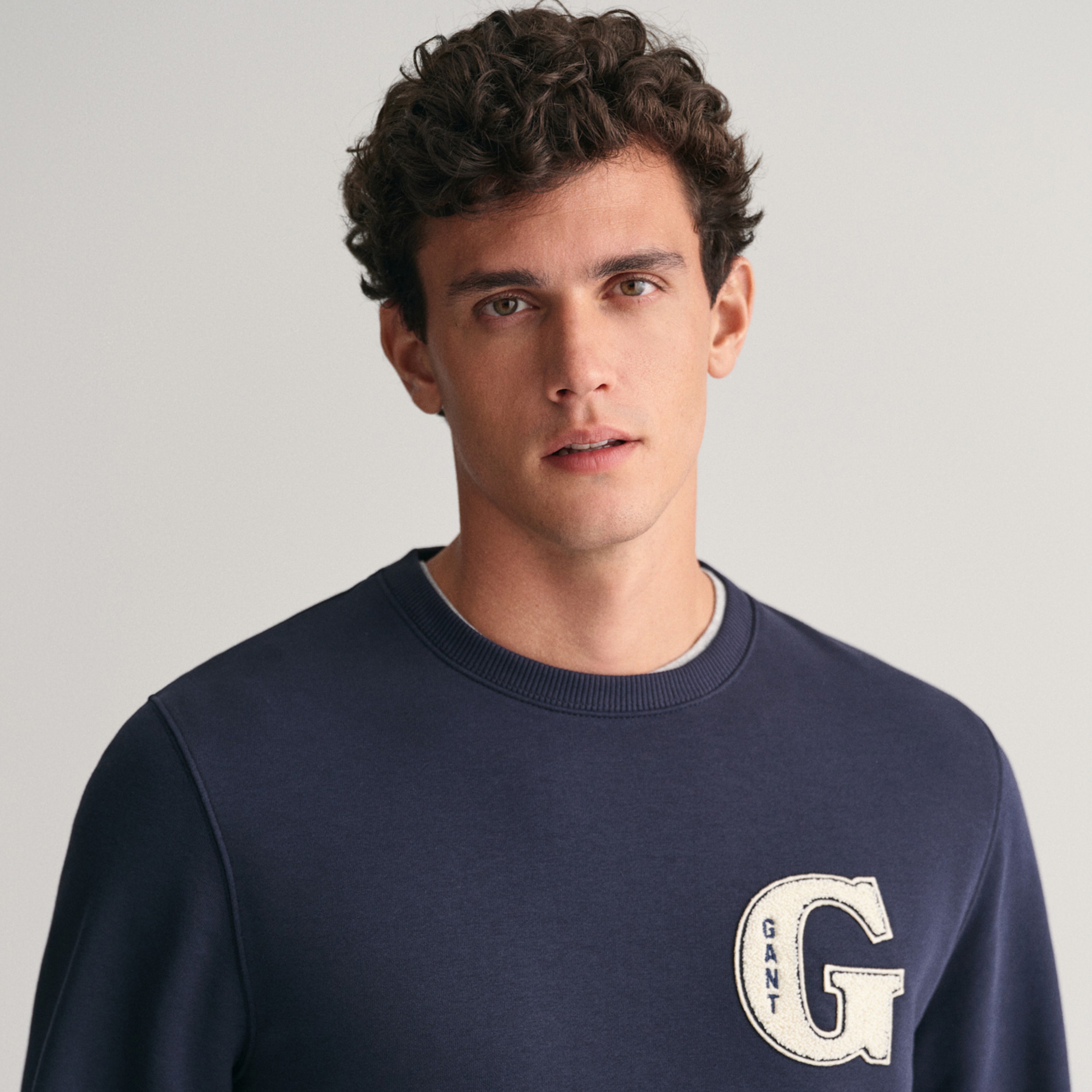 GANT Erkek Lacivert Regular Fit Bisiklet Yaka Logolu Sweatshirt