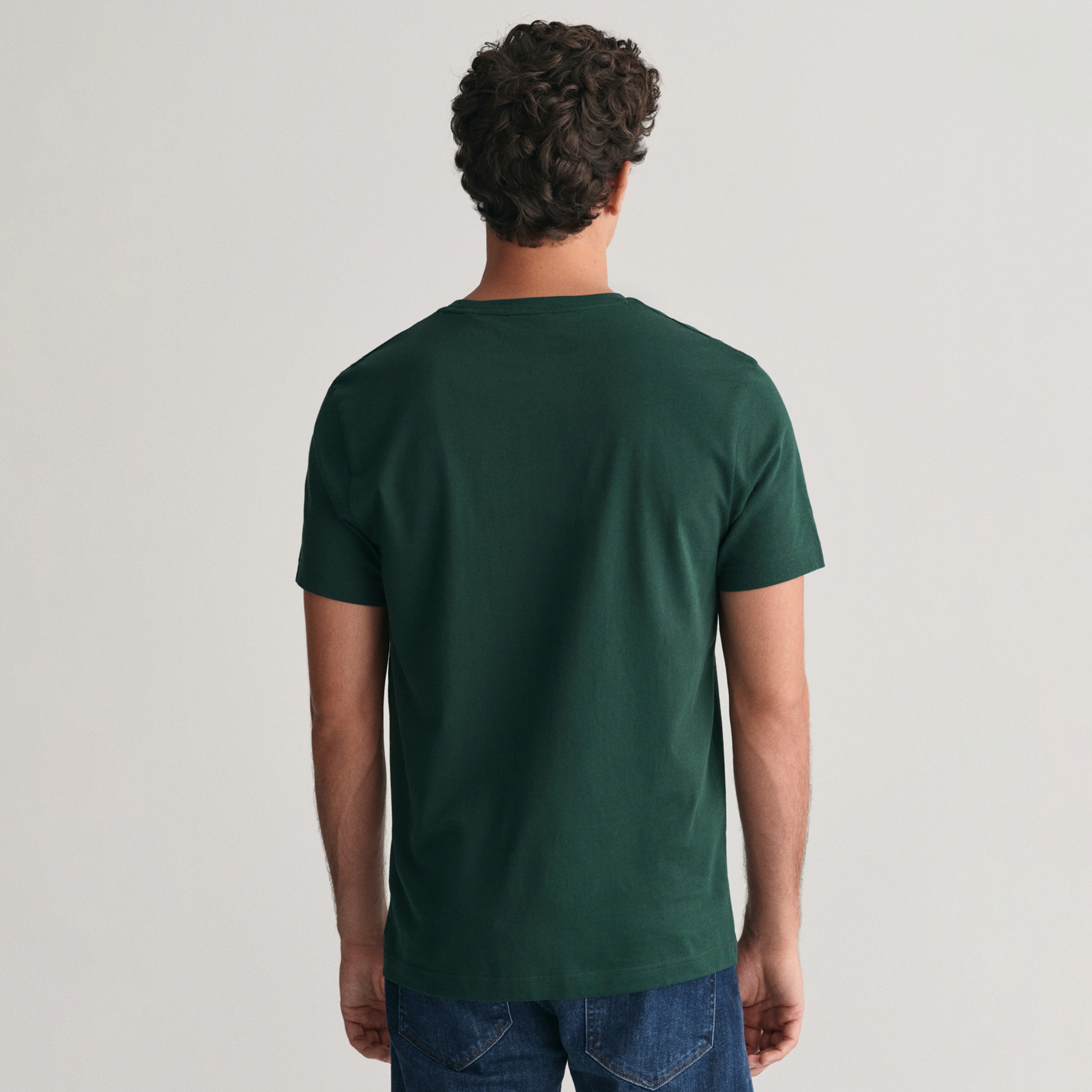 GANT Erkek Yeşil Regular Fit Bisiklet Yaka Logolu T-shirt