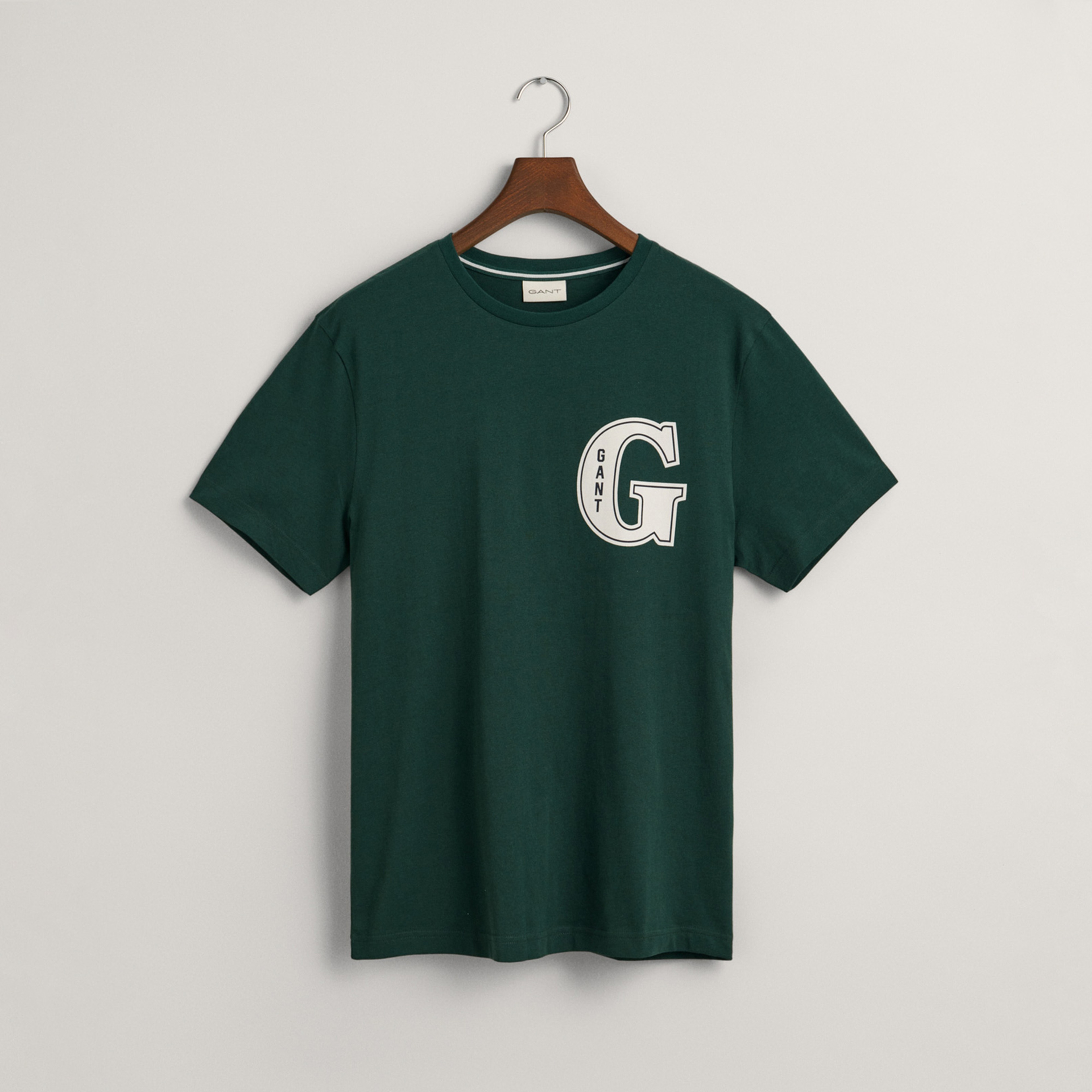 GANT Erkek Yeşil Regular Fit Bisiklet Yaka Logolu T-shirt