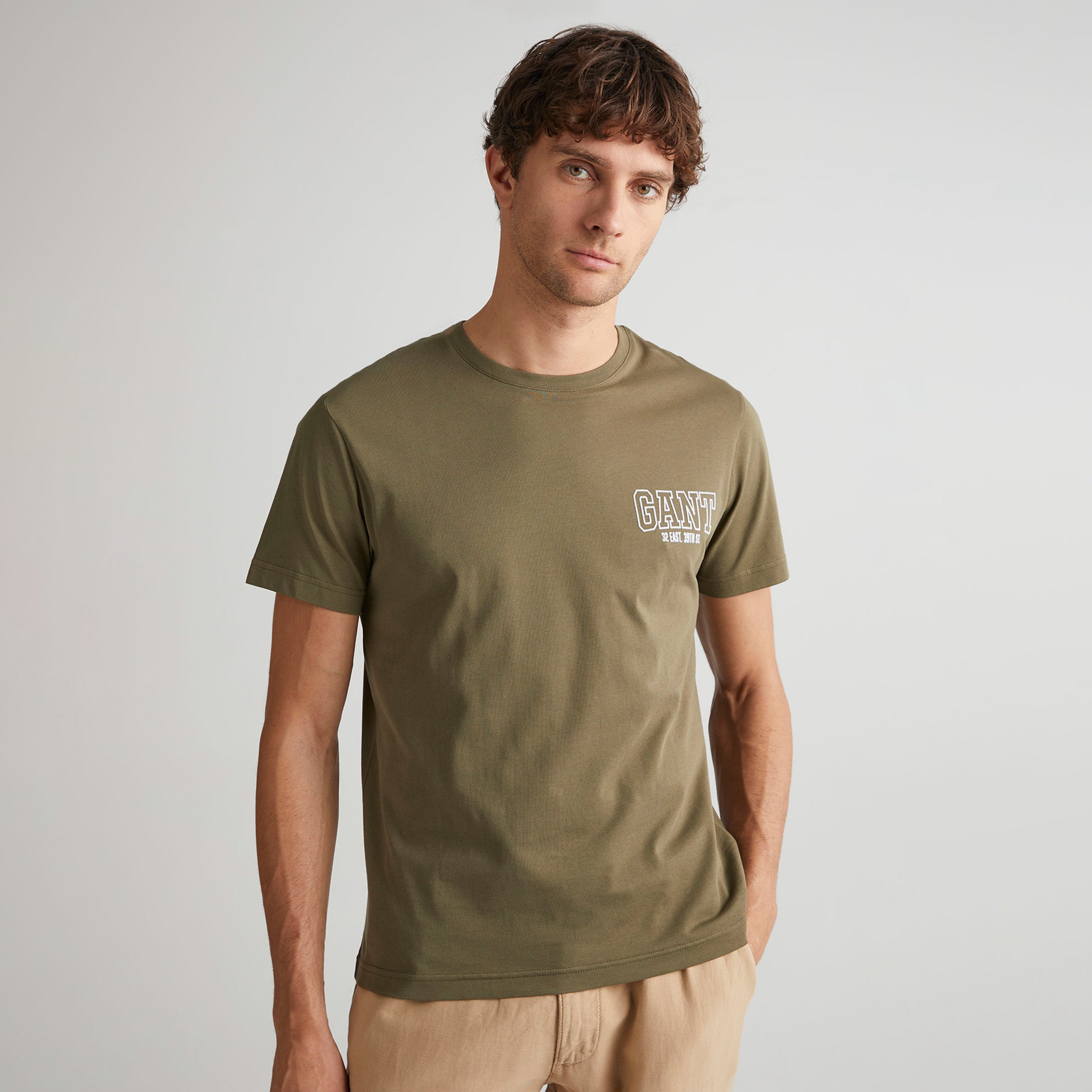 GANT Erkek Yeşil Regular Fit Bisiklet Yaka T-shirt