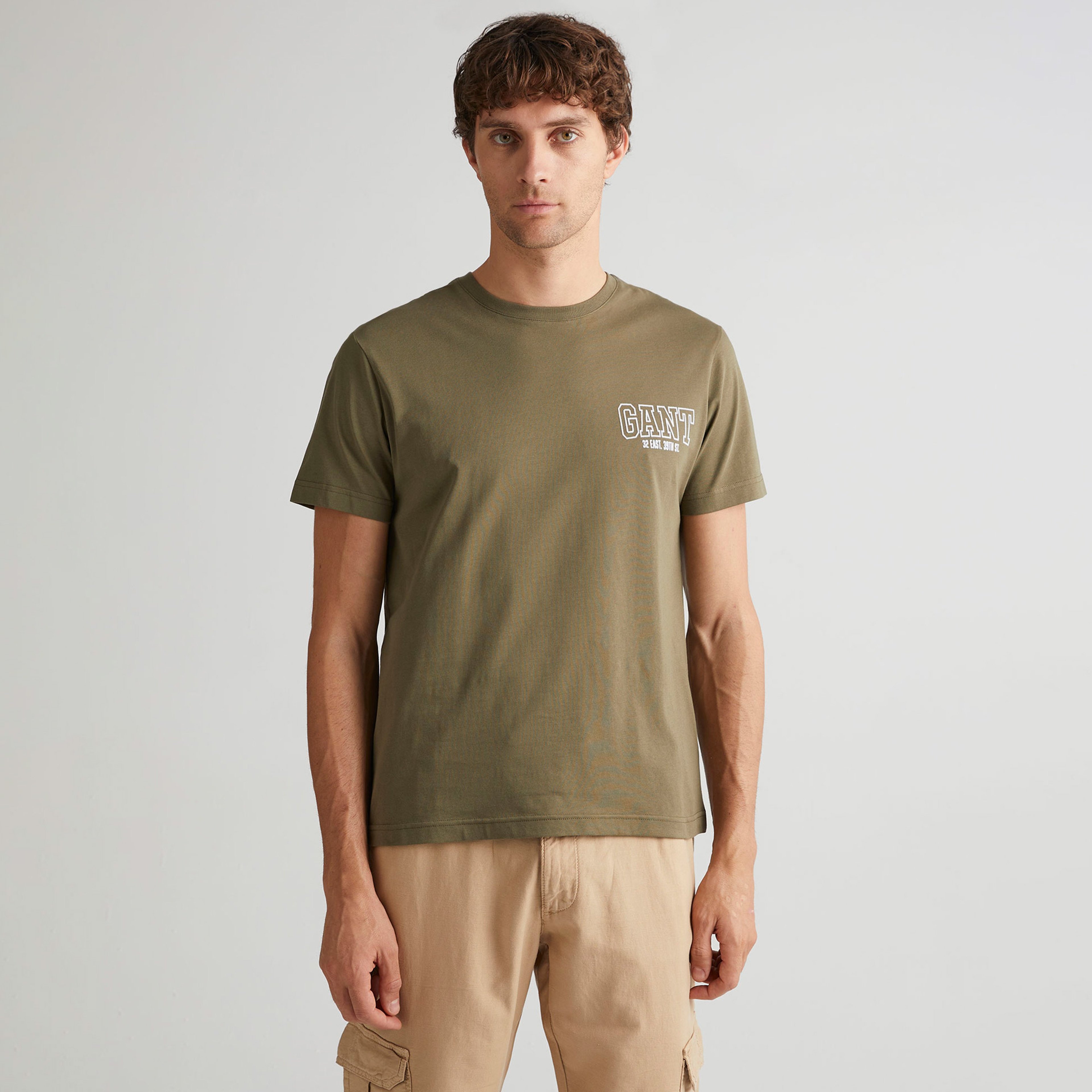 GANT Erkek Yeşil Regular Fit Bisiklet Yaka T-shirt