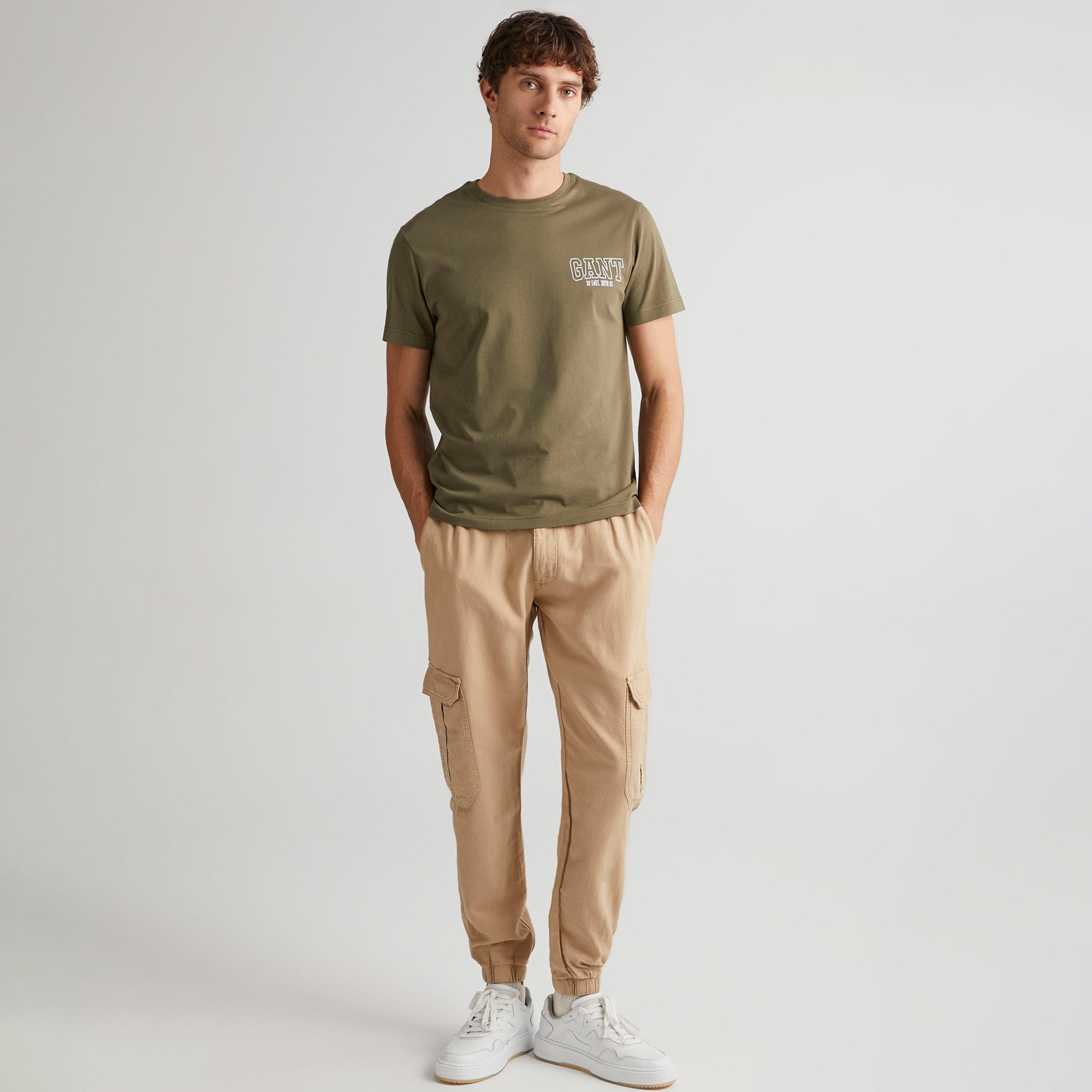 GANT Erkek Yeşil Regular Fit Bisiklet Yaka T-shirt