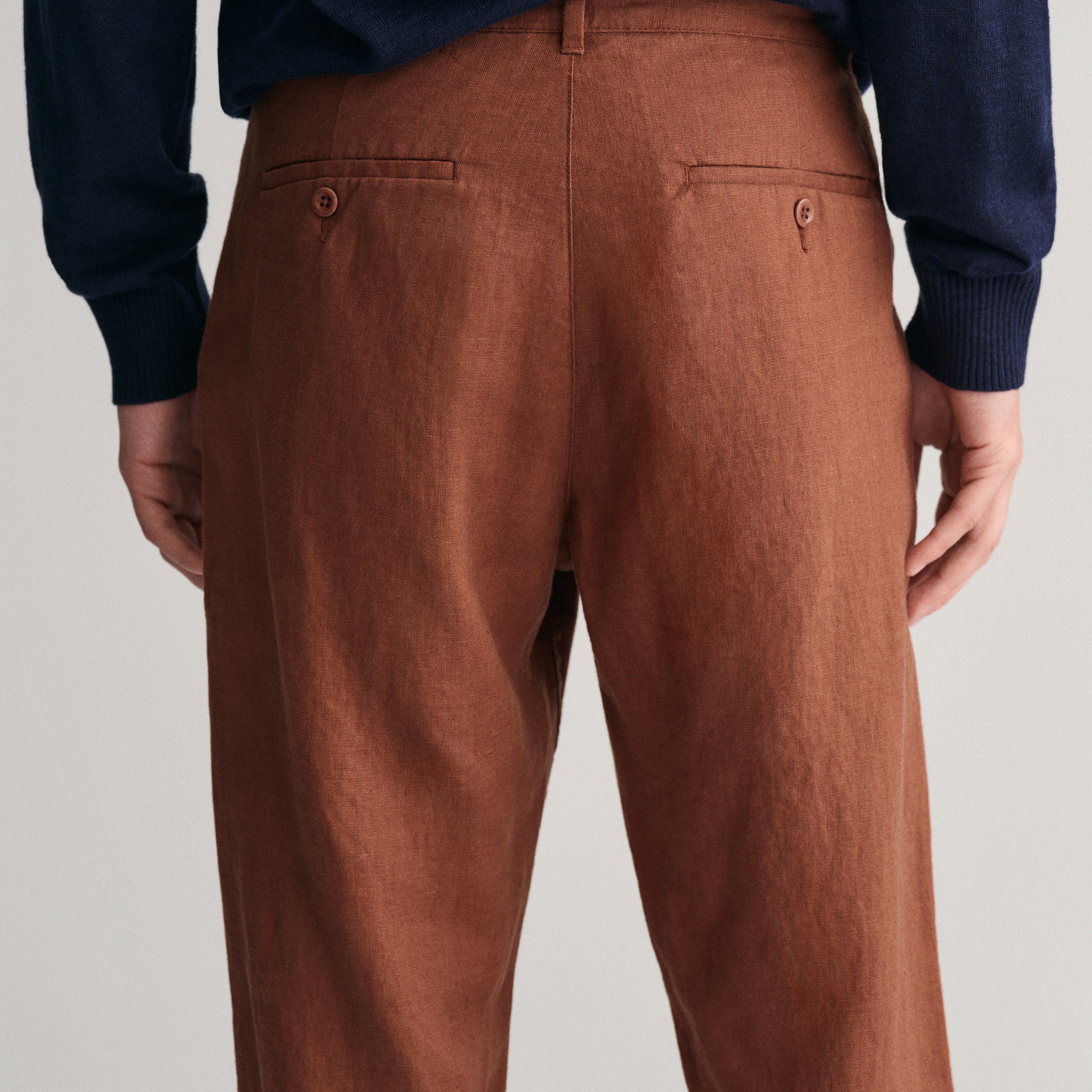 GANT Erkek Kahverengi Relaxed Fit Keten Pantolon