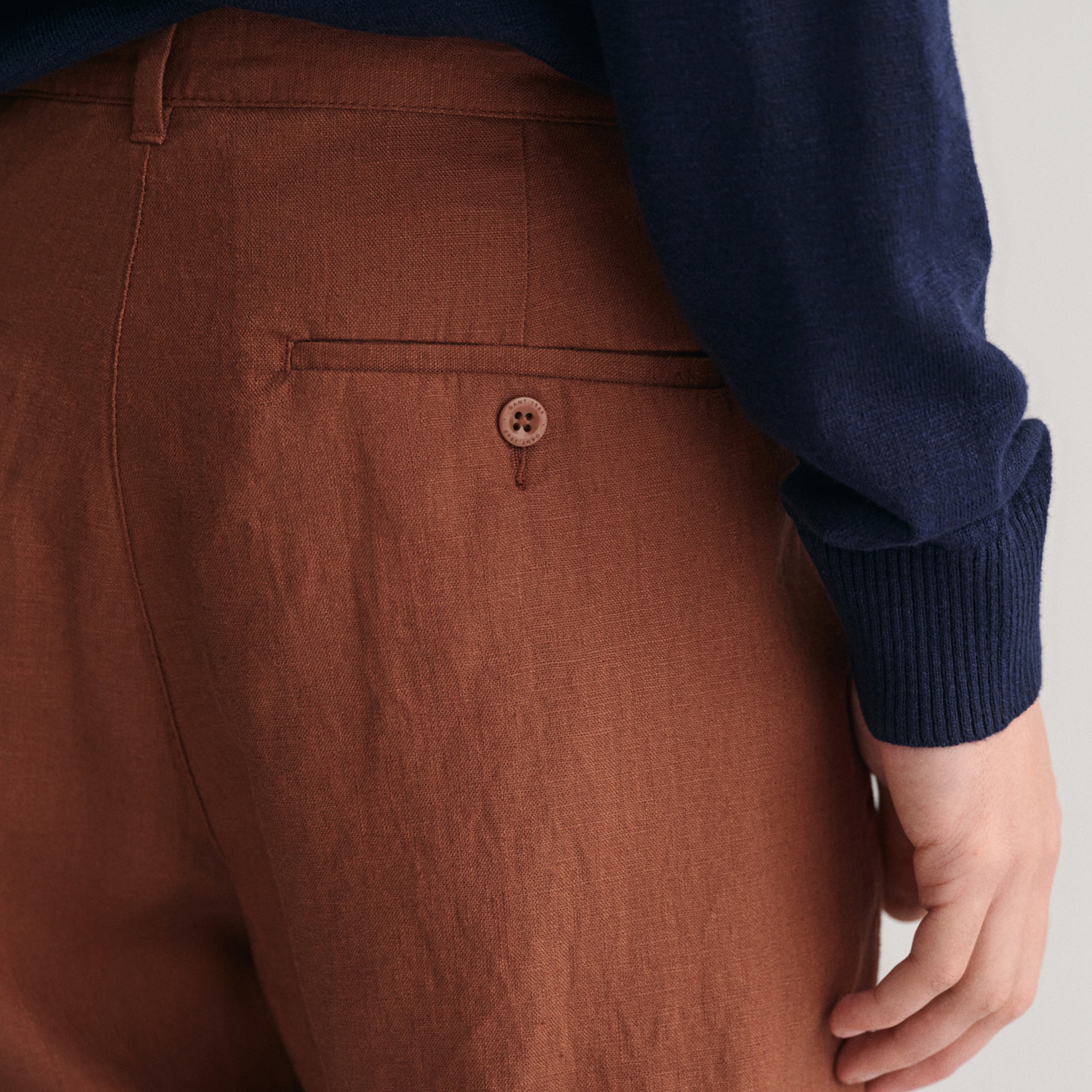 GANT Erkek Kahverengi Relaxed Fit Keten Pantolon