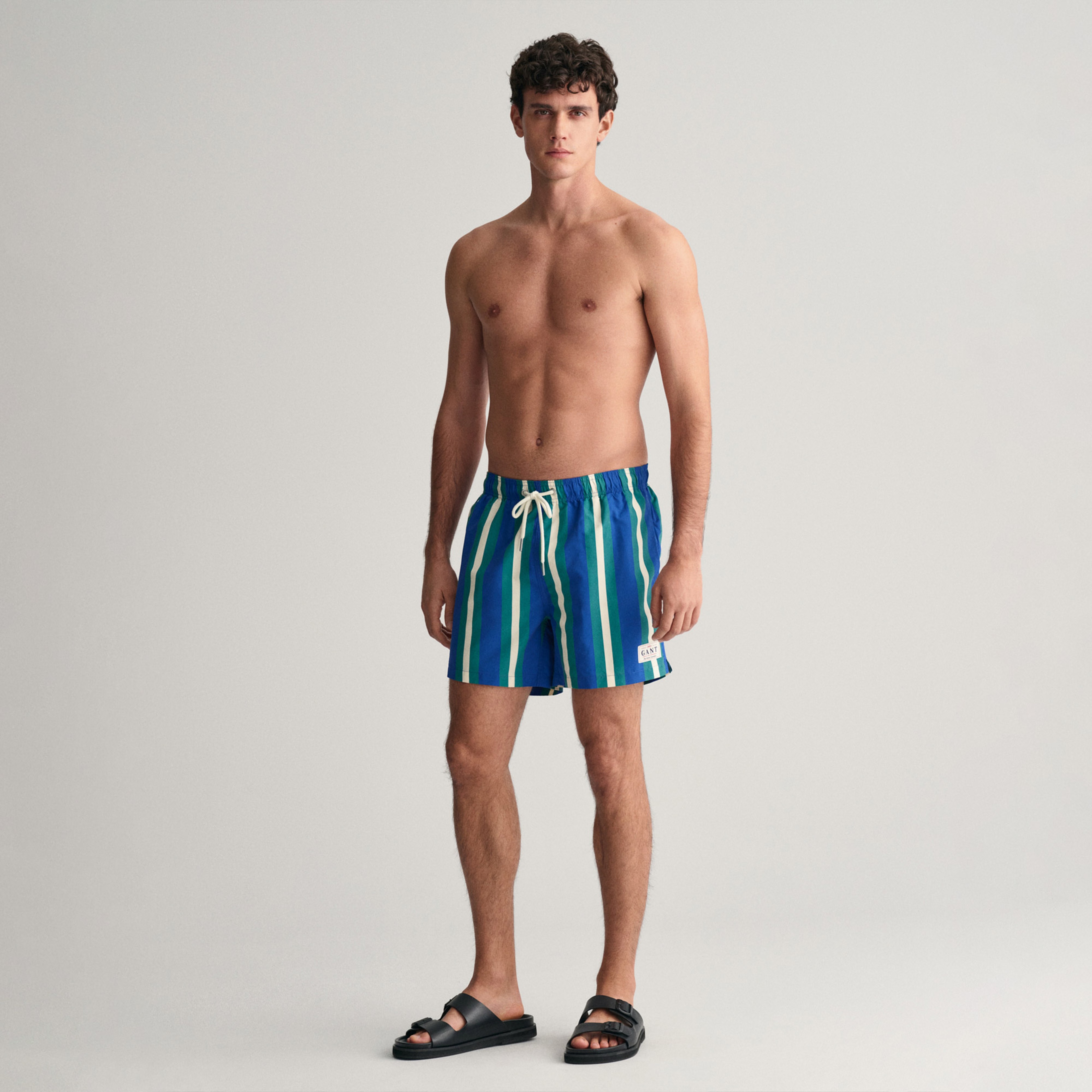 GANT Erkek Mavi Regular Fit Çizgili Mayo Şort