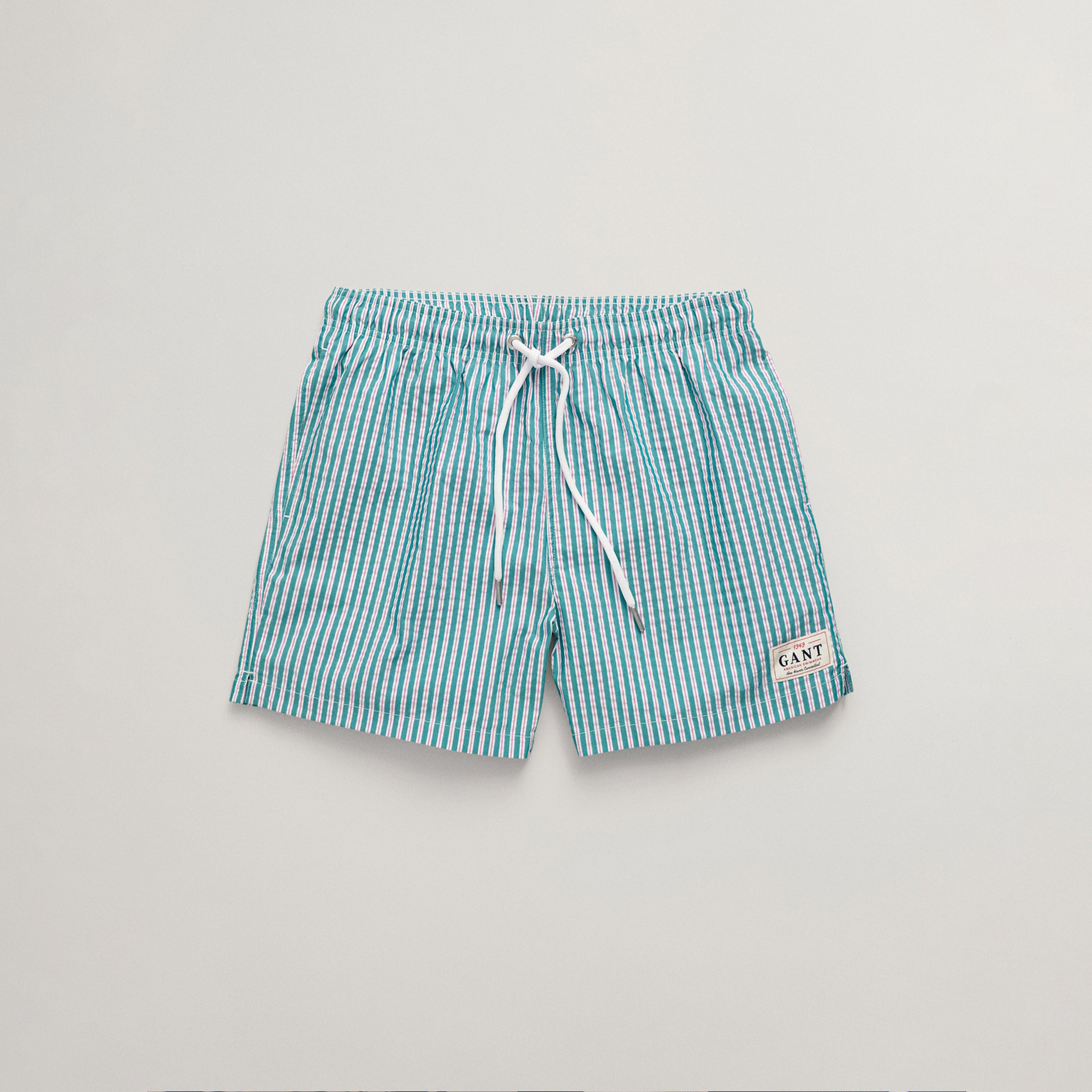 GANT Erkek Yeşil Regular Fit Çizgili Mayo Şort