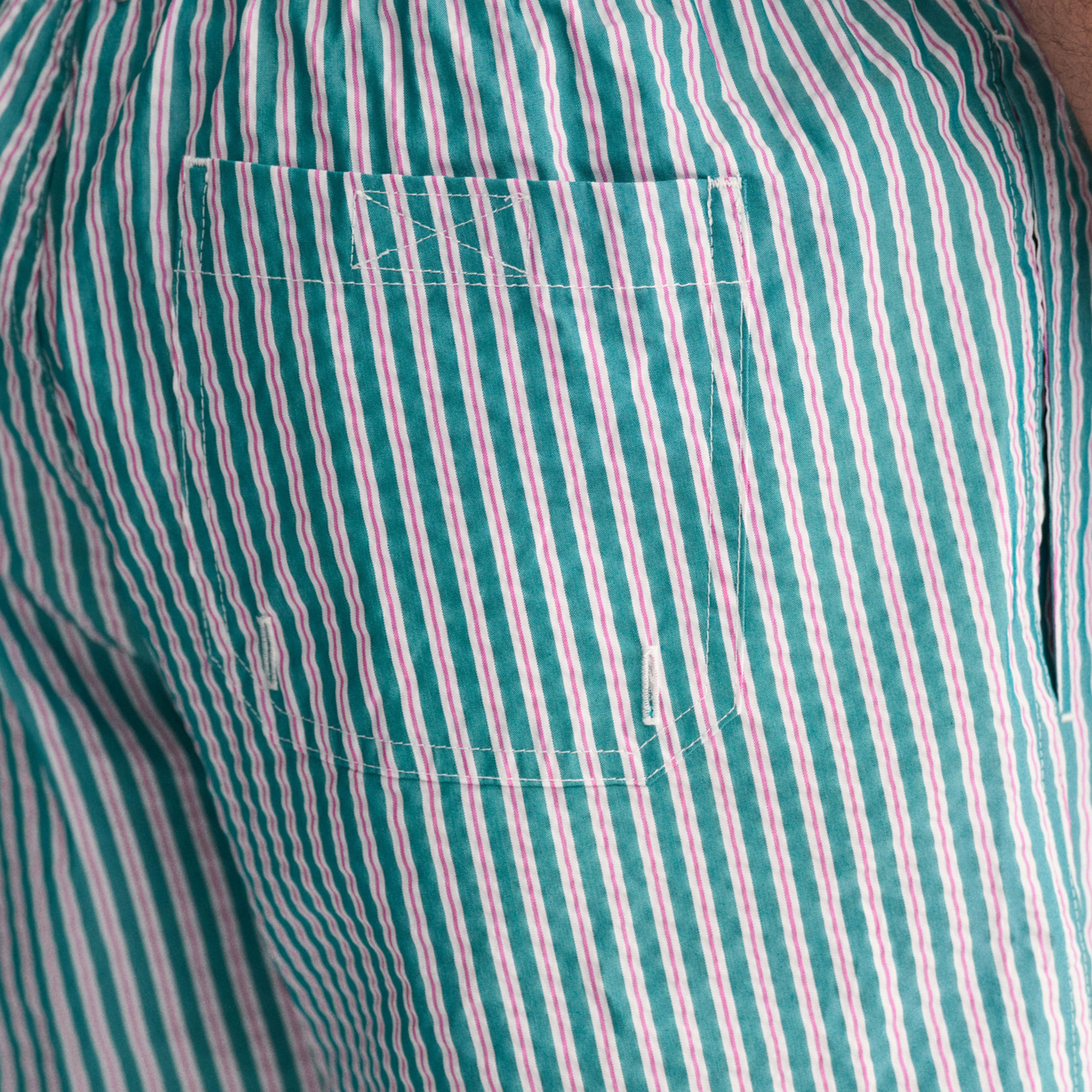 GANT Erkek Yeşil Regular Fit Çizgili Mayo Şort