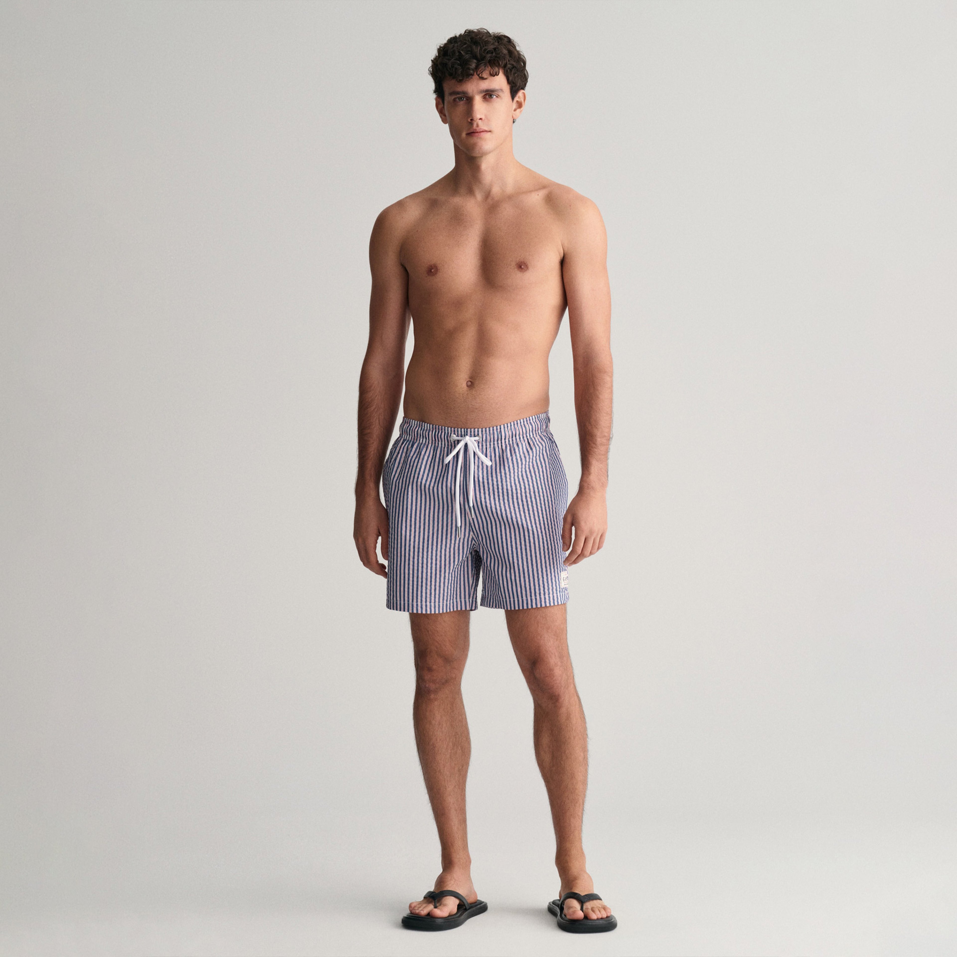 GANT Erkek Mavi Regular Fit Çizgili Mayo Şort