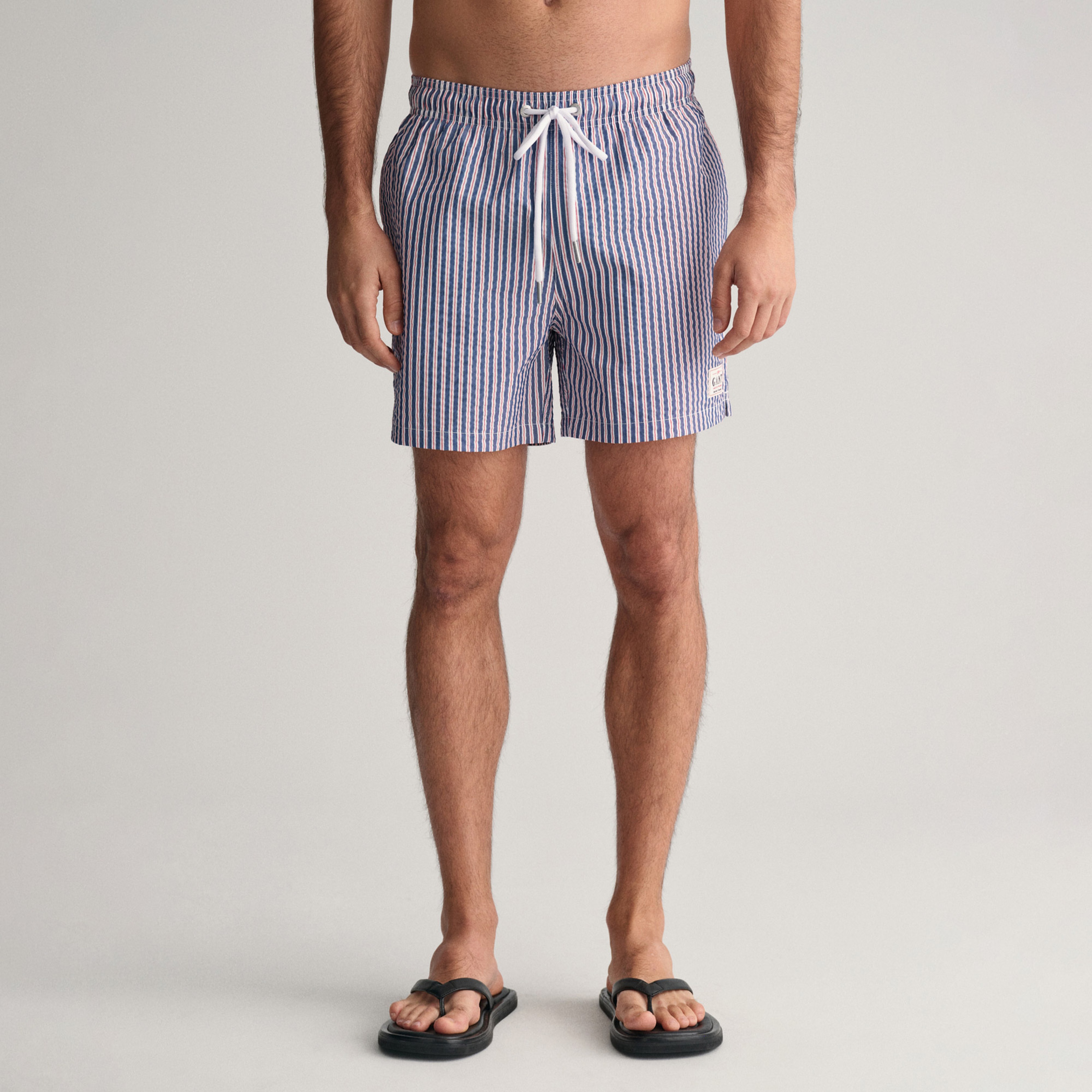 GANT Erkek Mavi Regular Fit Çizgili Mayo Şort