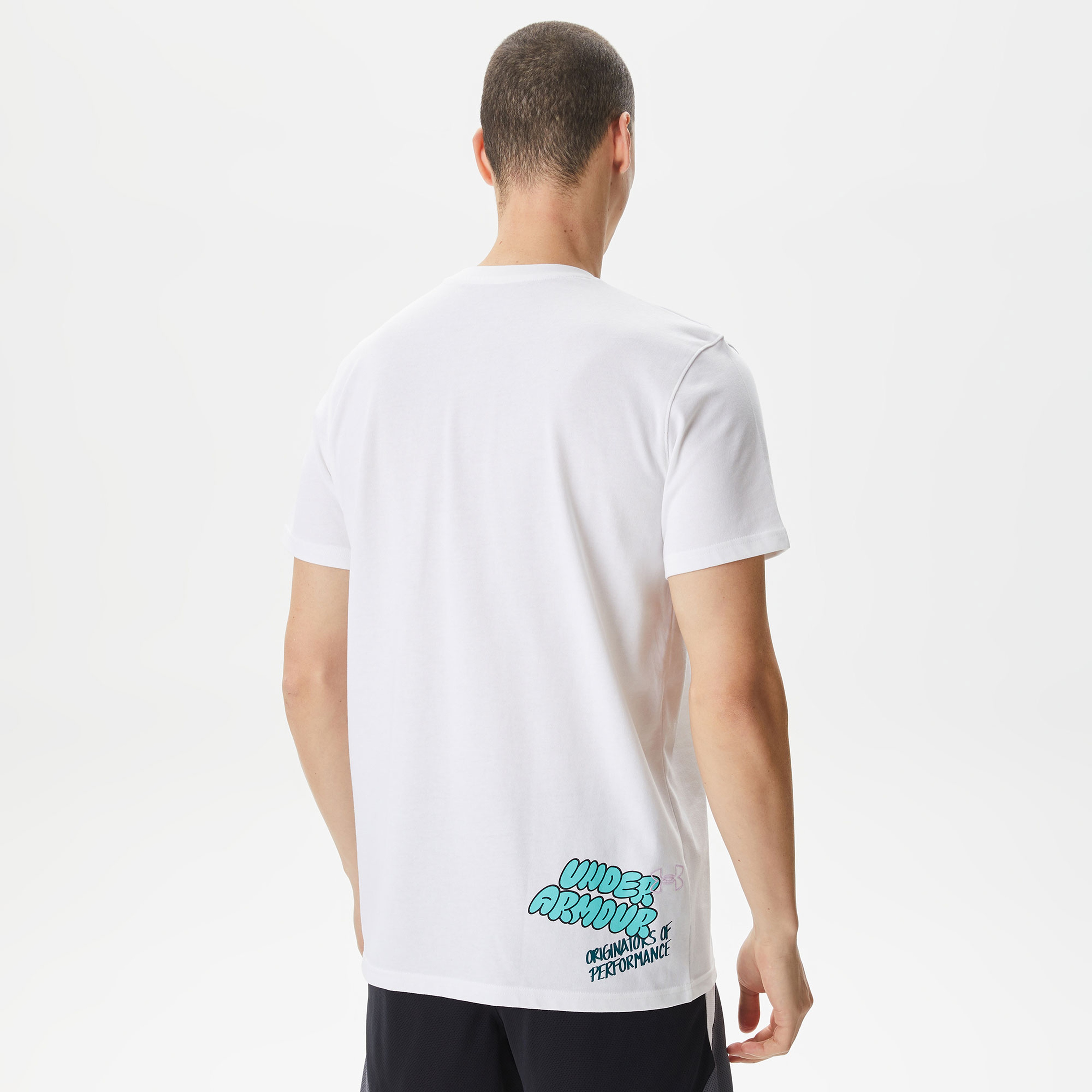 Under Armour Hw Logo Overlay Emb Ss Erkek Beyaz T-Shirt