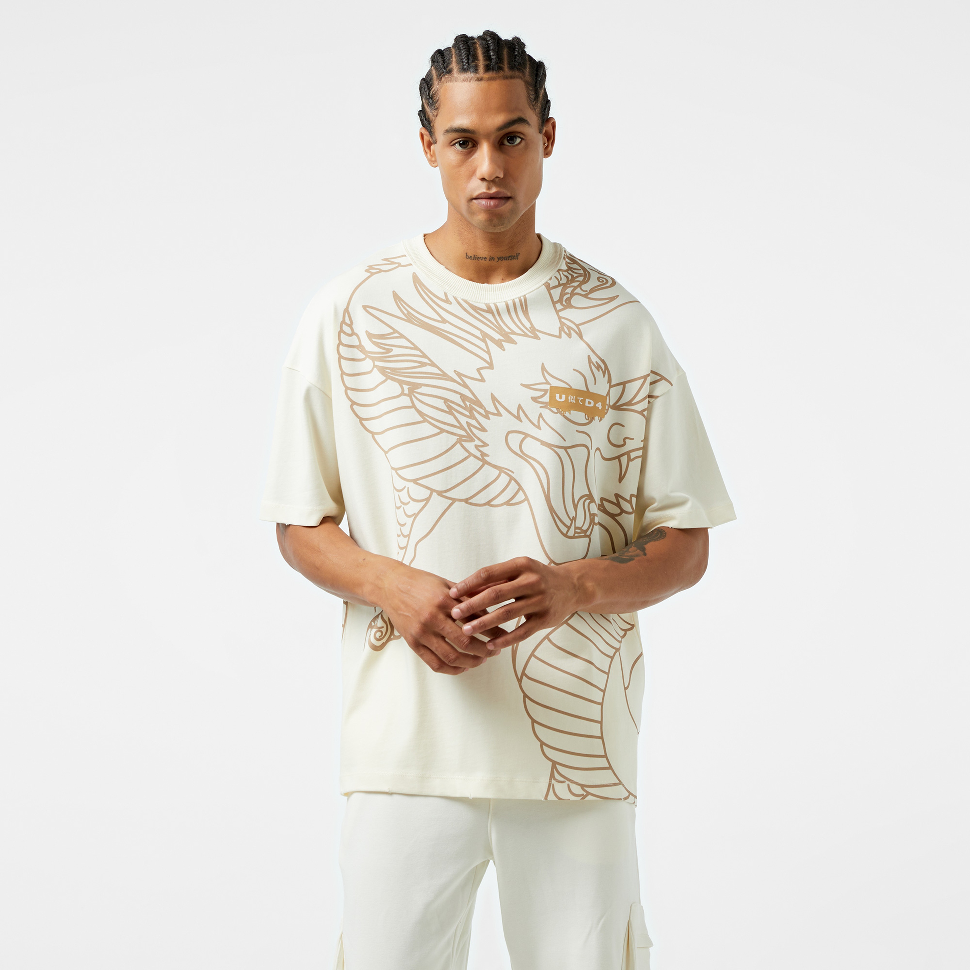 UNITED4 Erkek Krem T-Shirt