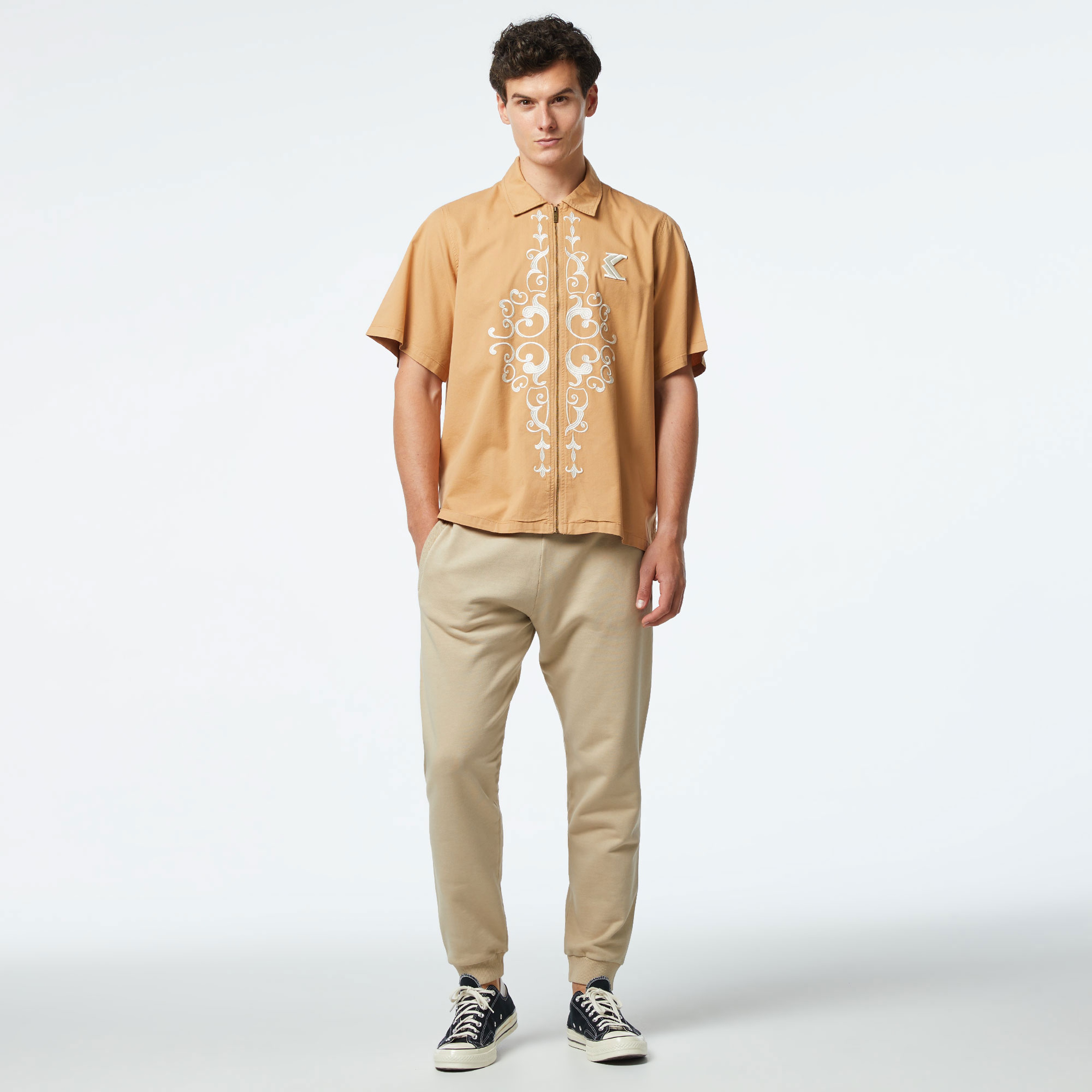 Karl Kani Og Ornament Woven Erkek Krem Gömlek