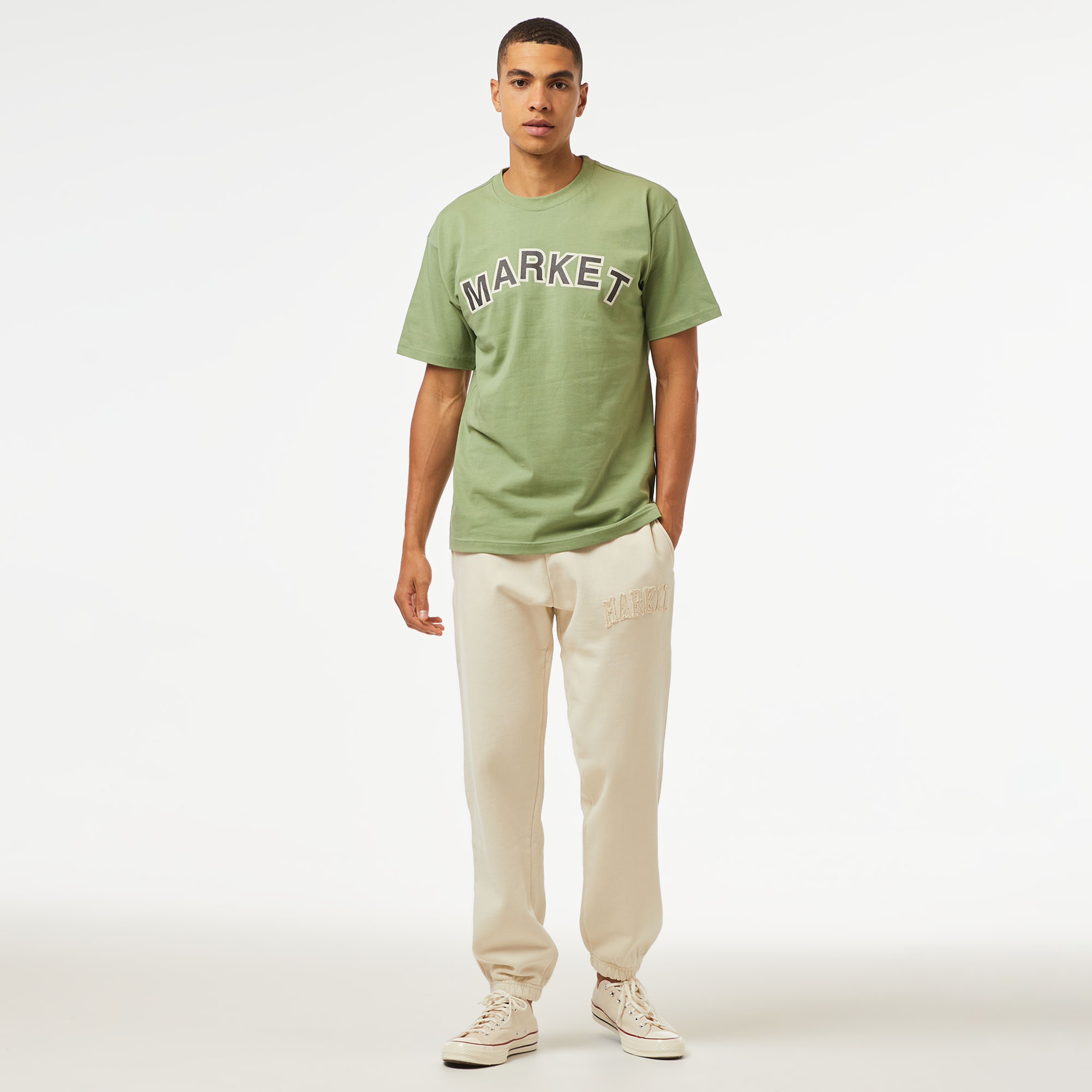 Market Vintage Wash Arc Erkek Krem Eşofman Altı