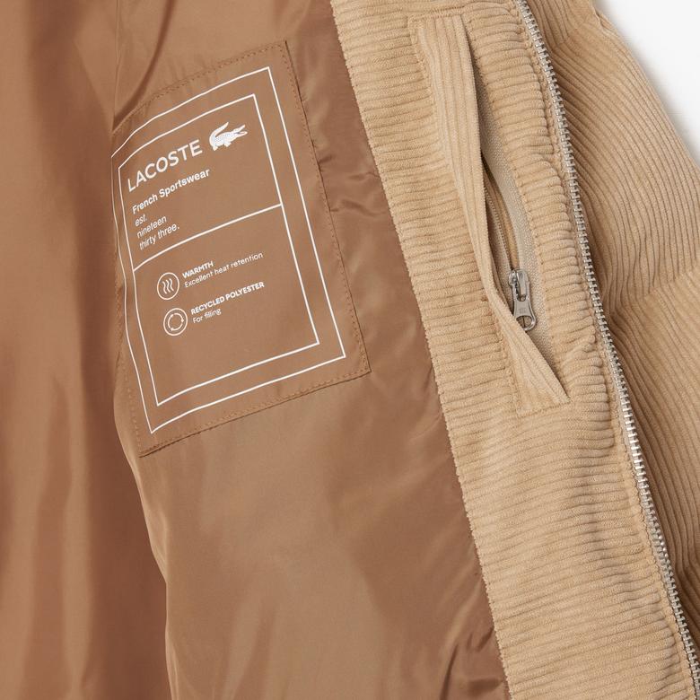 Erkek Relaxed Fit Dik Yaka Kahverengi Şişme Mont