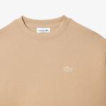 Kadın Oversize Fit Bisiklet Yaka Bej Sweatshirt