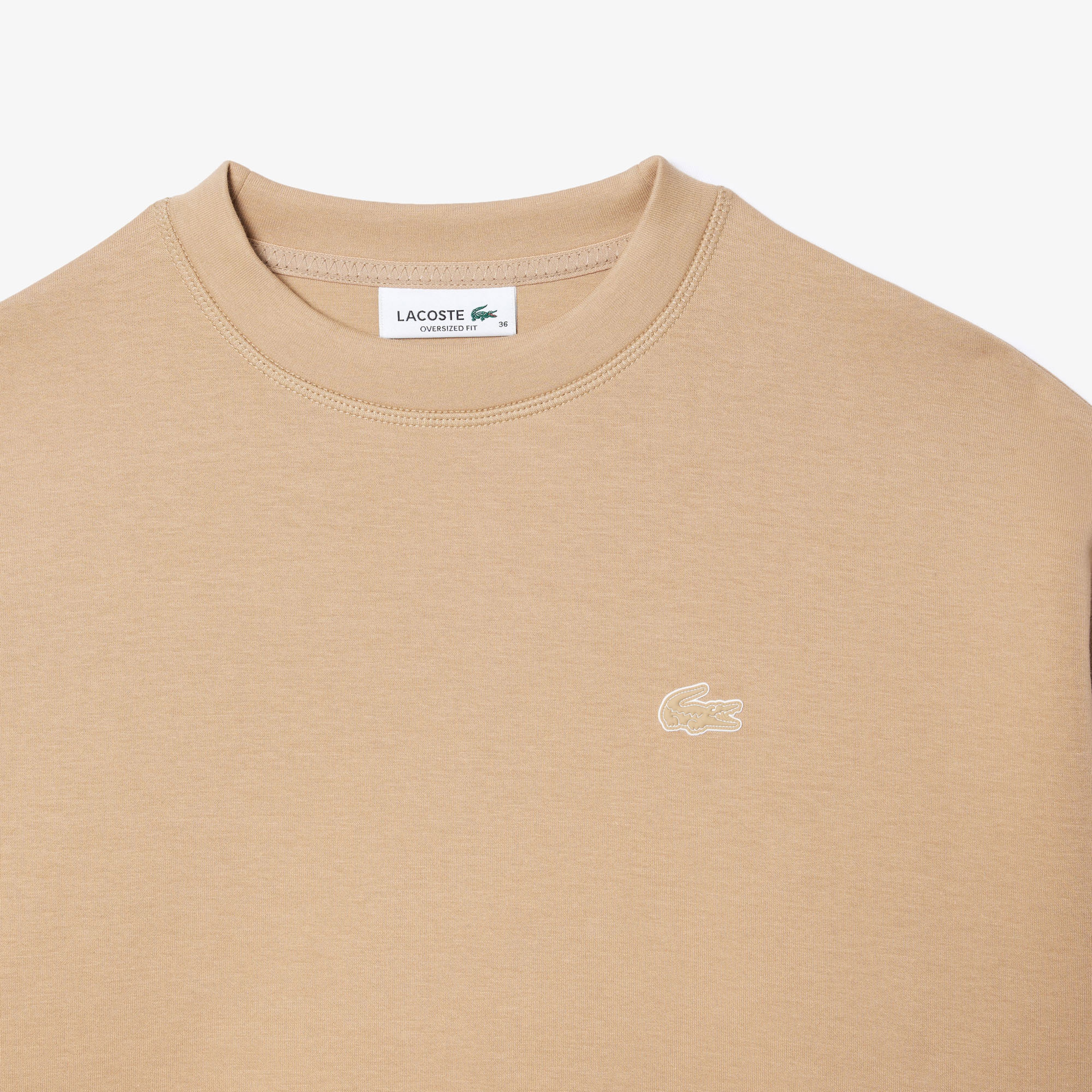 Kadın Oversize Fit Bisiklet Yaka Bej Sweatshirt