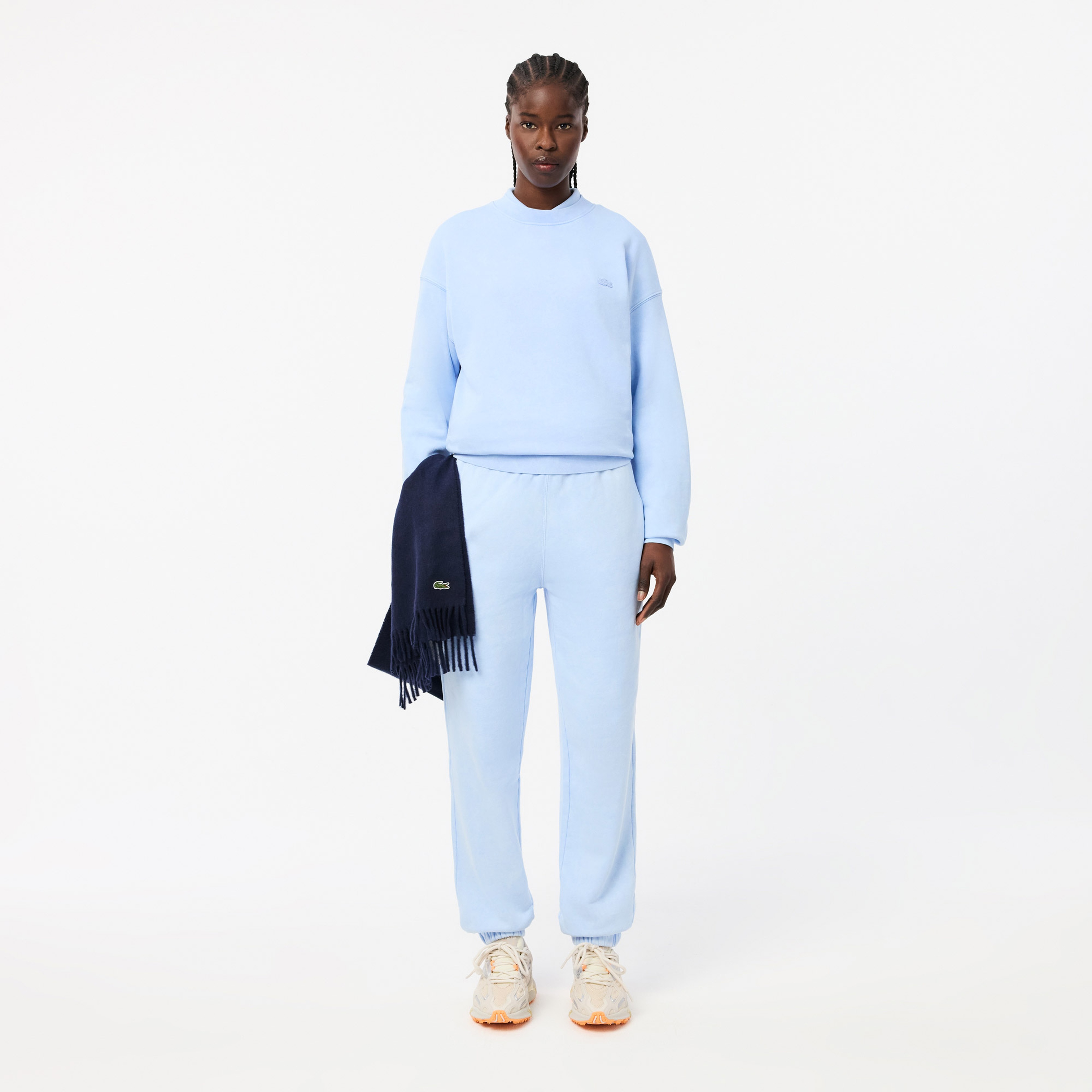 Unisex Loose Fit Bisiklet Yaka Açık Mavi Sweatshirt