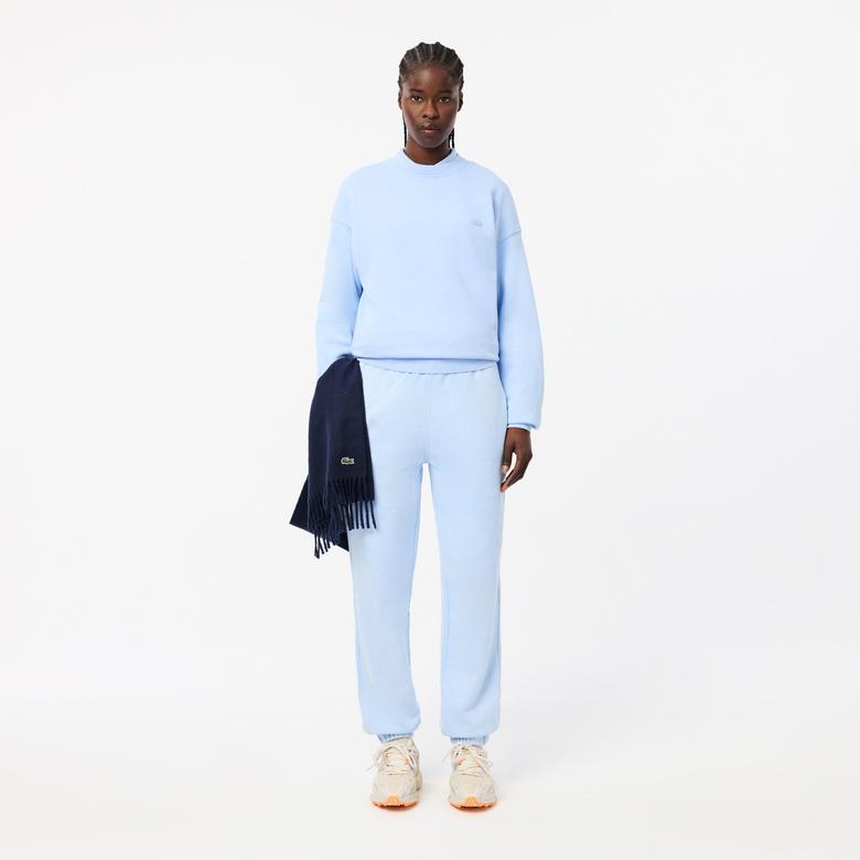 Unisex Loose Fit Bisiklet Yaka Açık Mavi Sweatshirt