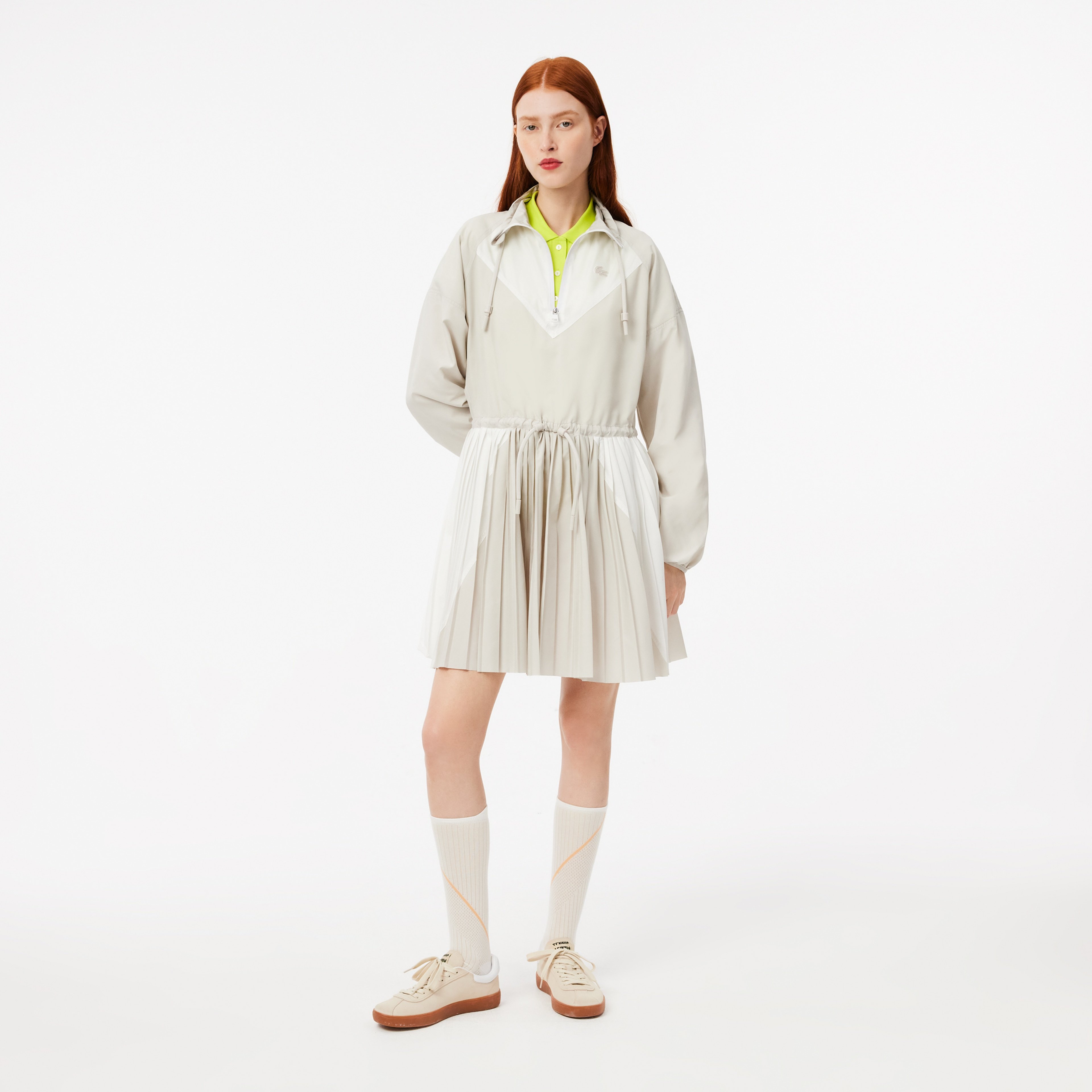 Kadın Relaxed Fit Uzun Kollu Yarım Fermuarlı Gri Elbise