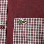 Erkek Relaxed Fit Düğmeli Yaka Ekose Bordo Gömlek