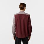 Erkek Relaxed Fit Düğmeli Yaka Ekose Bordo Gömlek