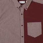 Erkek Relaxed Fit Düğmeli Yaka Ekose Bordo Gömlek