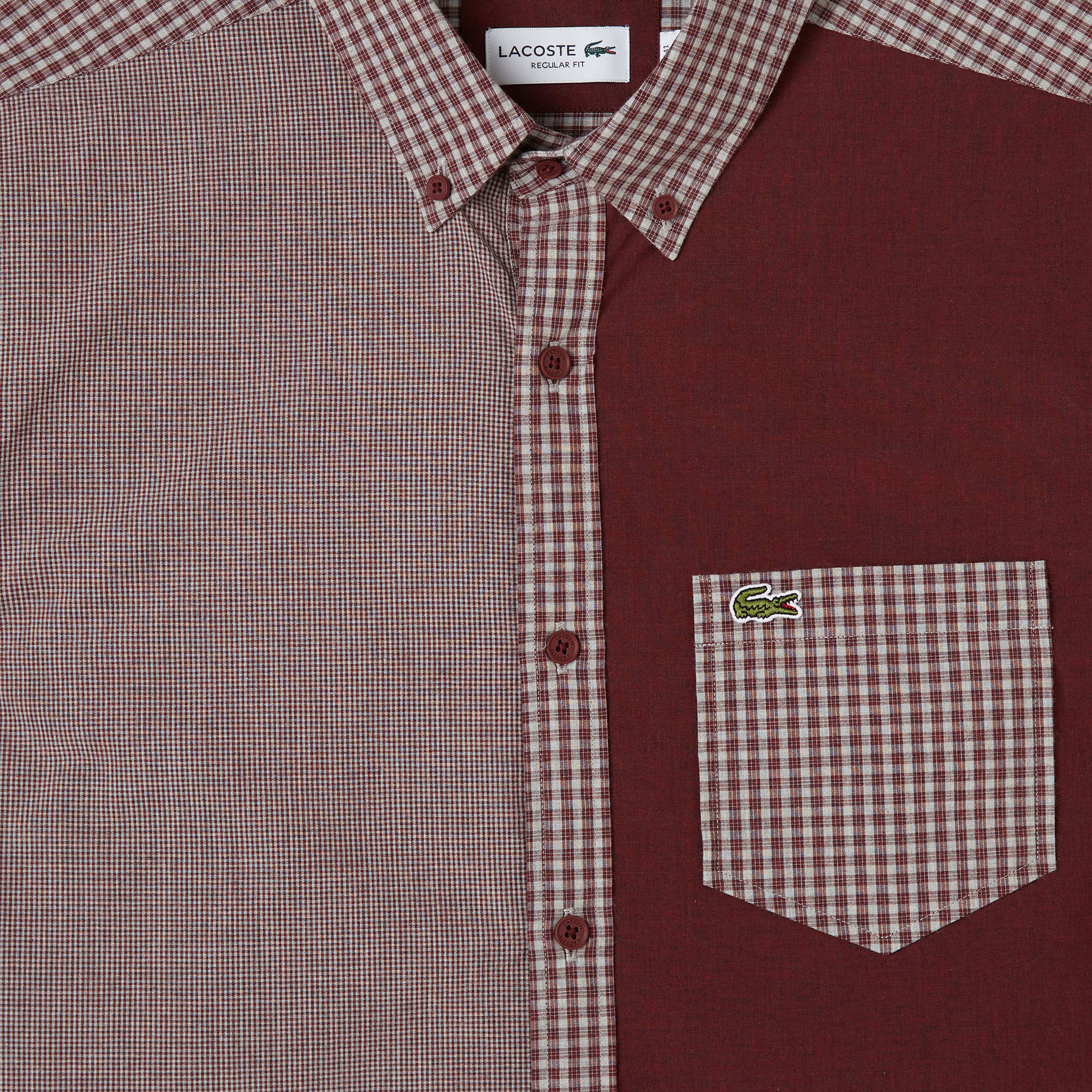 Erkek Relaxed Fit Düğmeli Yaka Ekose Bordo Gömlek