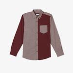 Erkek Relaxed Fit Düğmeli Yaka Ekose Bordo Gömlek