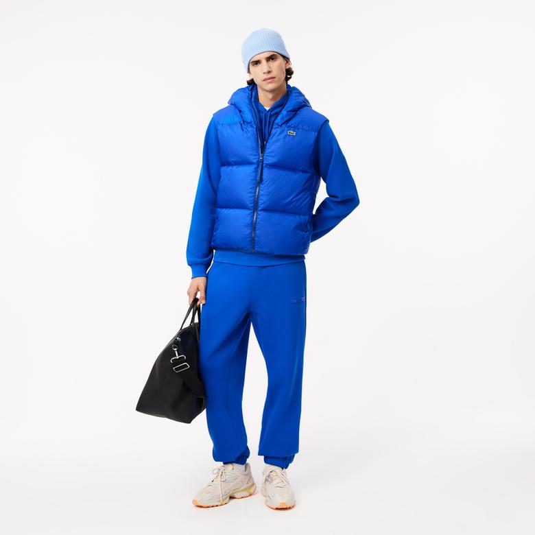 Erkek Kapüşonlu Mavi Şişme Yelek