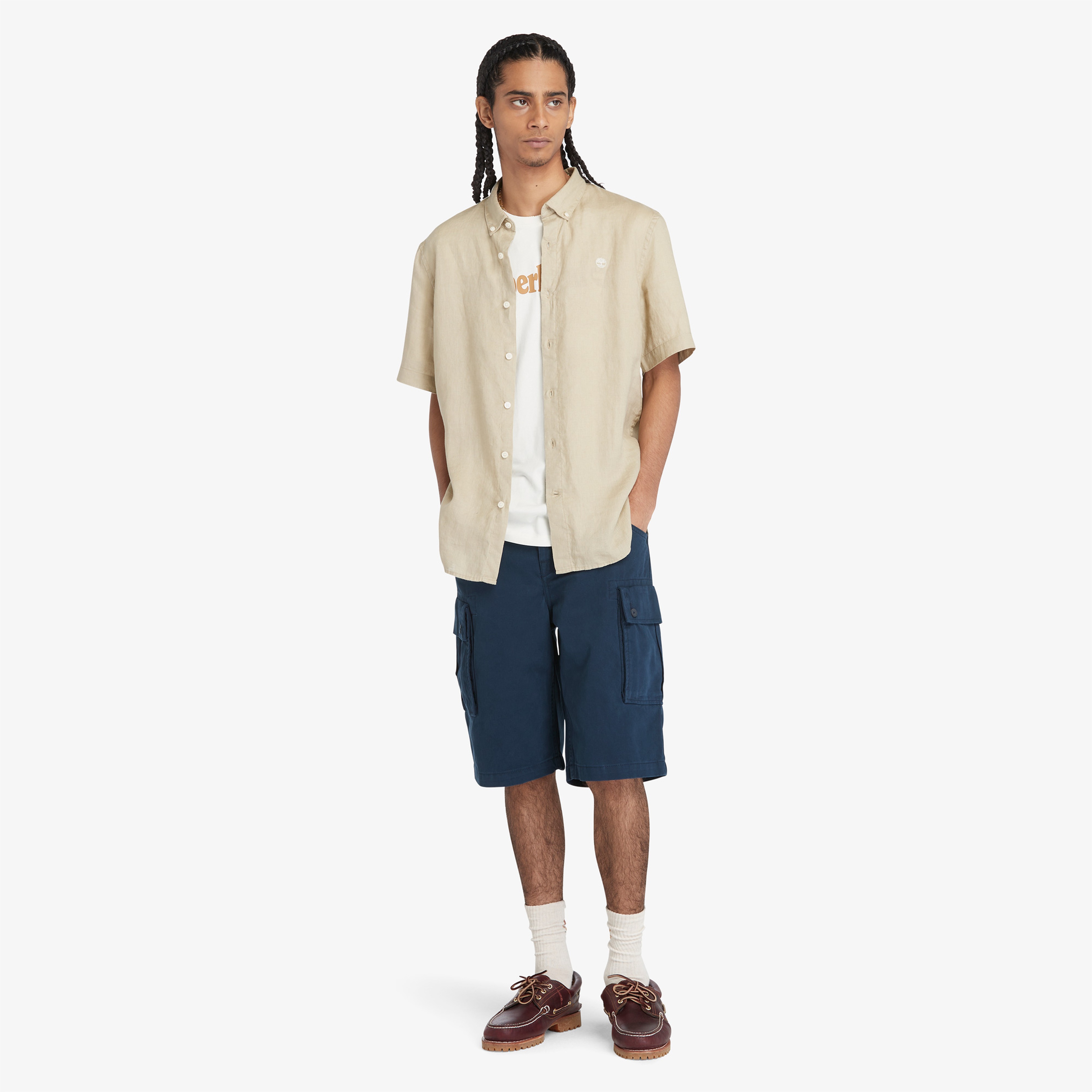 Timberland Linen Erkek Krem Rengi T-Shirt