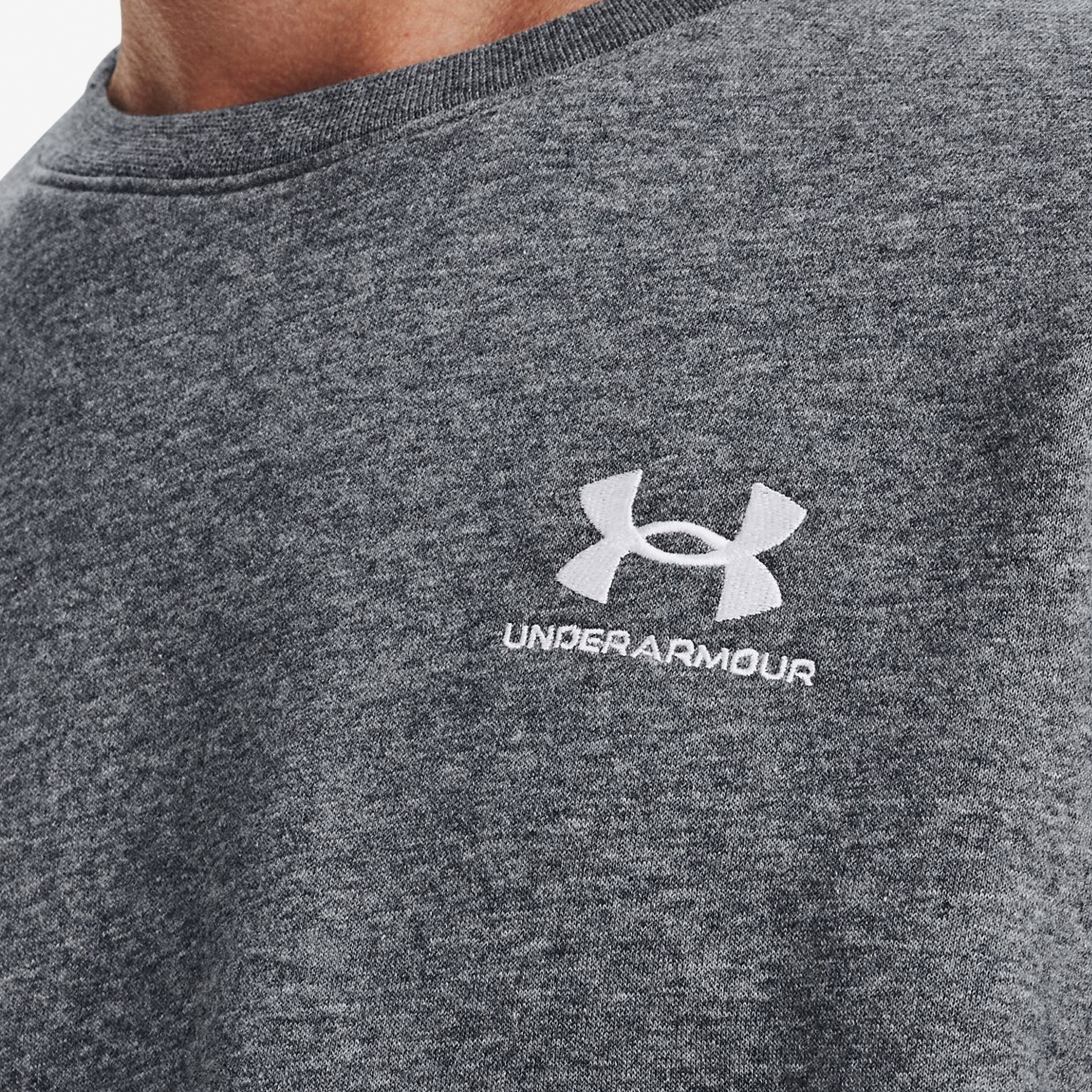 Under Armour Essential Fleece Bisiklet Yaka Erkek Gri Sweatshirt